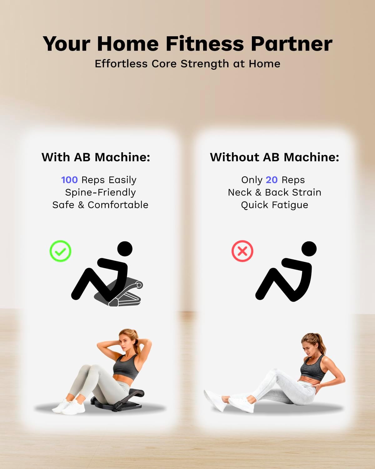 AIRHOP Ab Machine for Home, Ab Exercise Equipment for Core Training, Foldable Ab Crunch Machine with 4 Adjustable Resistance, Sit Up Exercise Equipment 330 LBS Capacity for Beginners & Pros - Image 3
