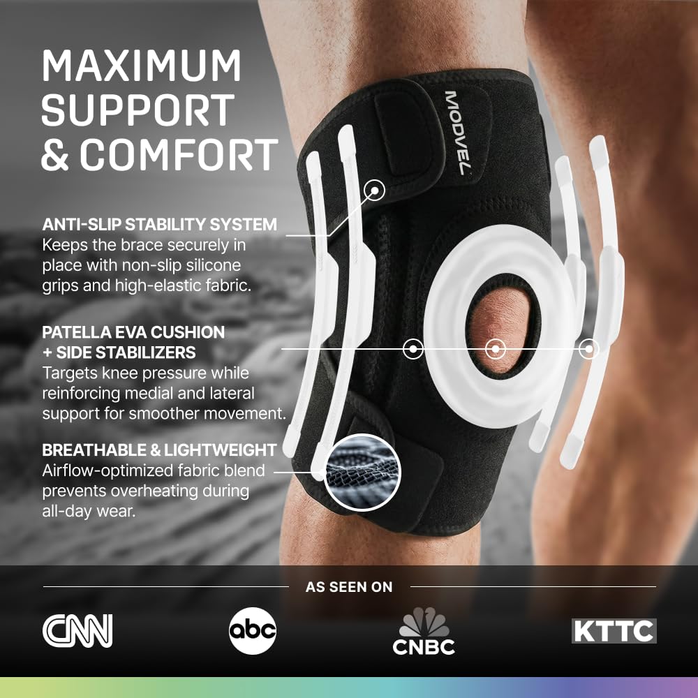Modvel Knee Brace with Side Stabilizers & Patella Gel Pads for Pain Relief and Joint Support Breathable, Non-Slip Compression Sleeve for Men & Women, Arthritis, Meniscus, ACL Recovery - Image 7