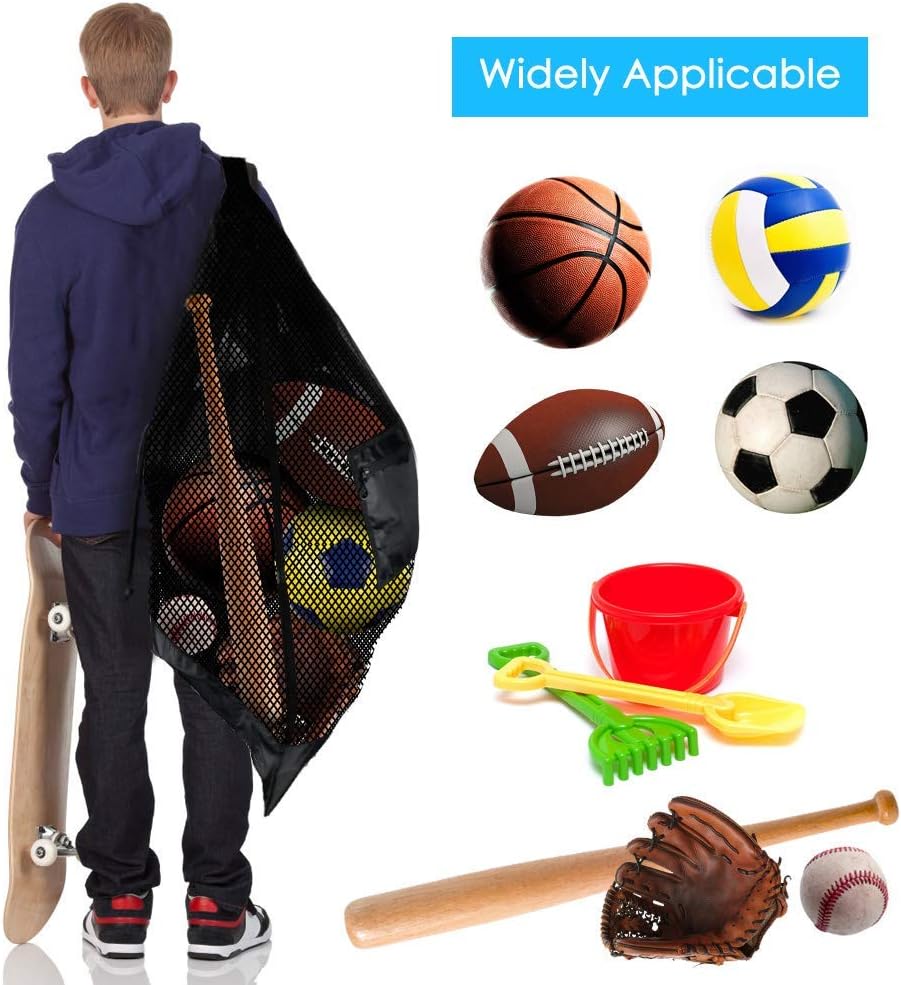 BROTOU Extra Large Mesh Ball Bag, Drawstring Socce Bag for Coach, Use for Basketball, Volleyball, Baseball, Mesh Equipmenbag with Adjustable and Portable Strap - Image 5