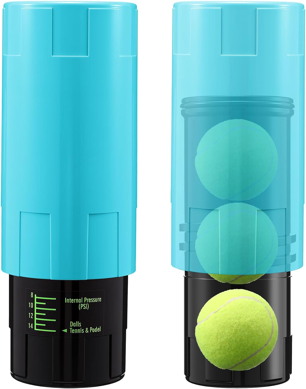 Soulchen Tennis Ball Pressurizer - Tennis Ball Storage Canister Holds 3 Balls Under 14 Psi Pressure, Reusable Stuff for Bounce Retention, Lightweight & Durable