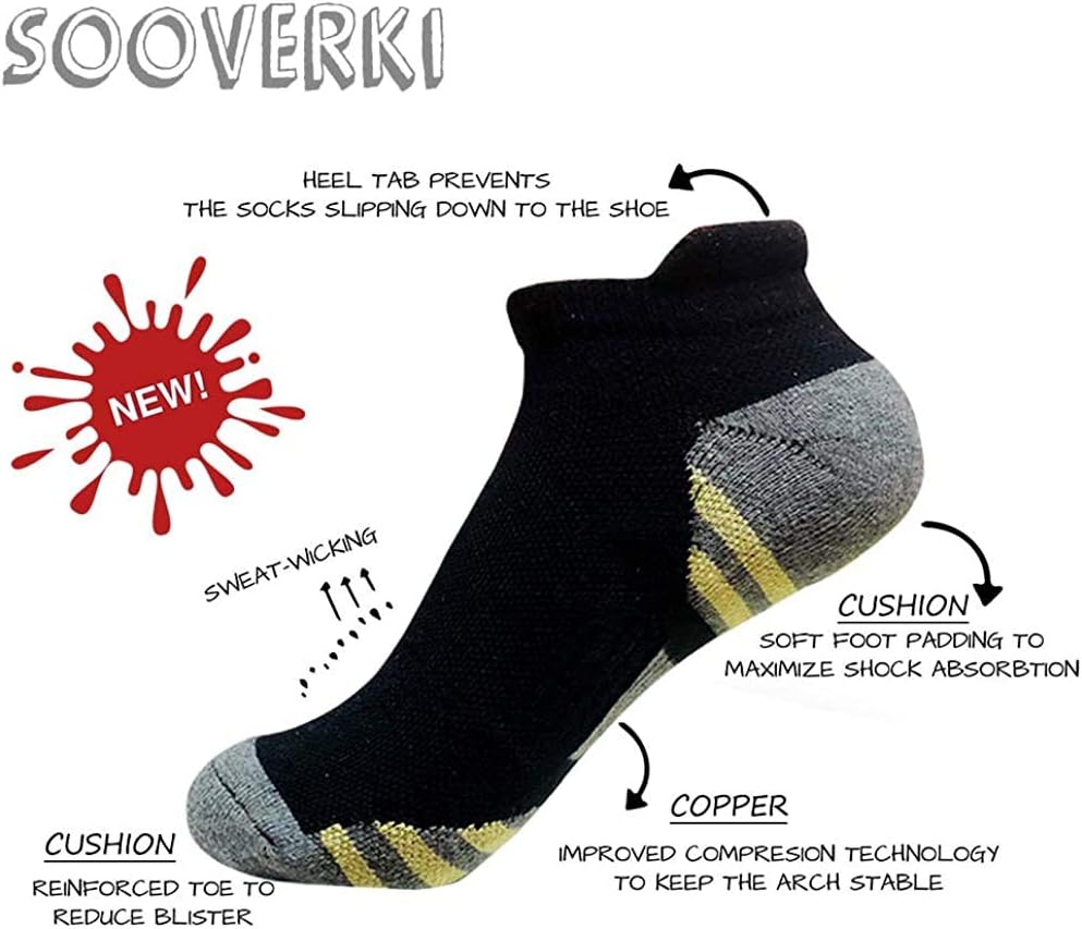 Sooverki Copper Compression Socks Women and Men 6 Pairs - Circulation Arch Support Plantar Fasciitis Running Ankle Socks - Image 5