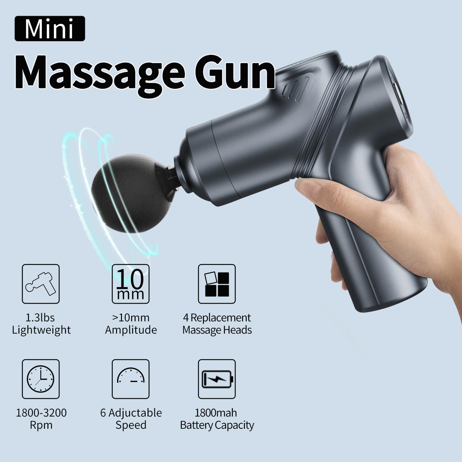 LEERCON Massage Gun Deep Tissue, Silent Motor and Portable Massage Gun with 4 Interchangeable Heads for Deep Muscle Relief and Relaxation, Relax Gift - Image 7