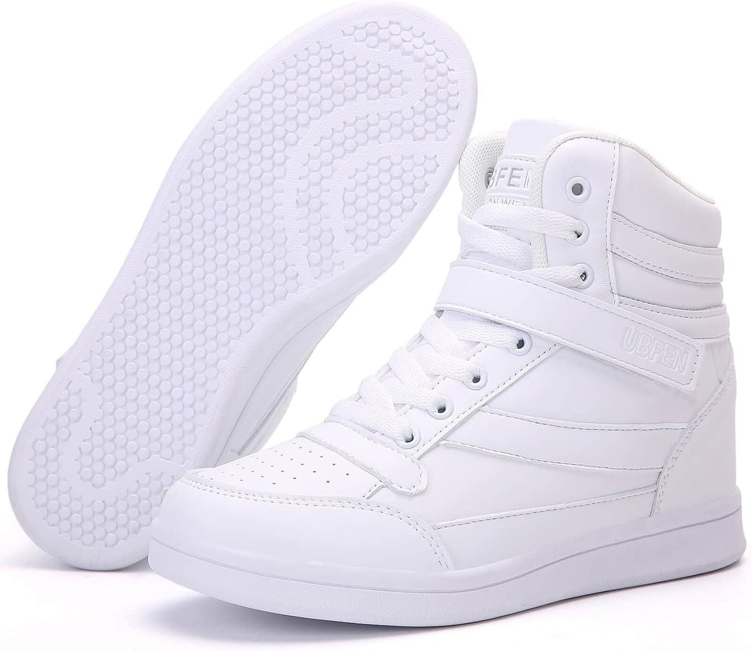 UBFEN Womens High Top Sneakers with Hidden Wedge Heel Ankle Support 2 Inch Height Increase 80s Retro Casual Boots - Image 3