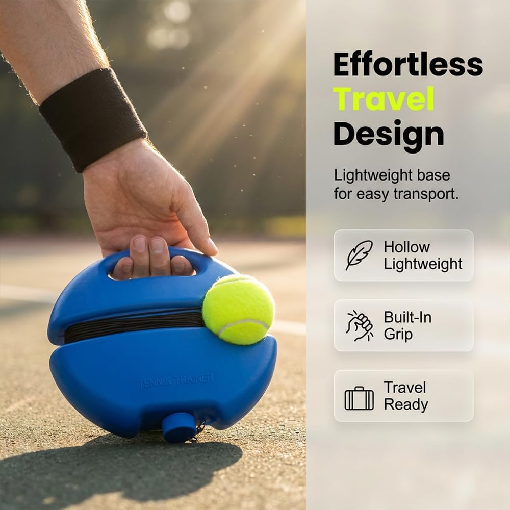 HISKI Tennis Balls Training Baseboard, Tennis Rebounder with Weighted Base, Tennis Trainer Balls with String, Tennis Trainer Rebound Ball Set, Solo Practice Reaction Kit/Ball - Image 6