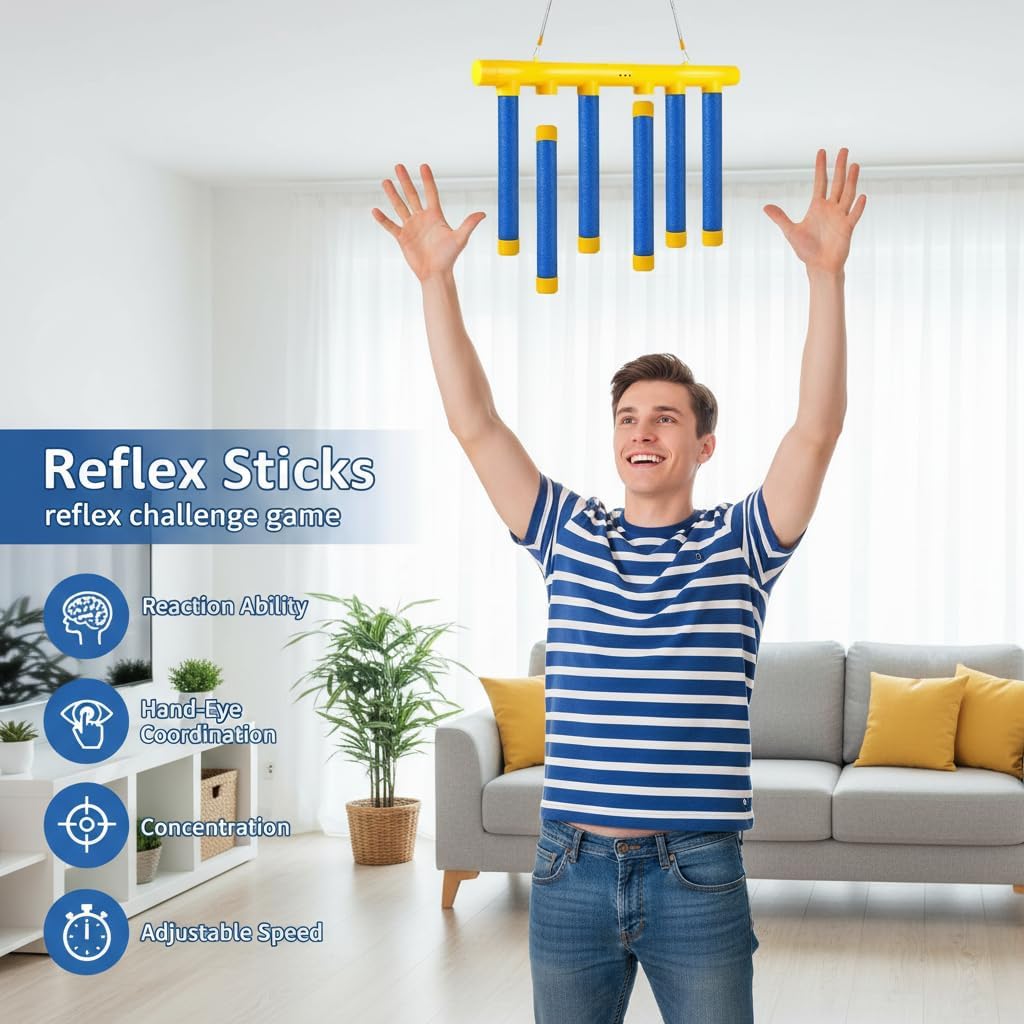 Reflex Drop Sticks Challenge, Falling Sticks Reaction Training Tool, Adjustable Speed Catching Sticks for Hand Eye Coordination & Reaction Time Boost in Adults - Image 5