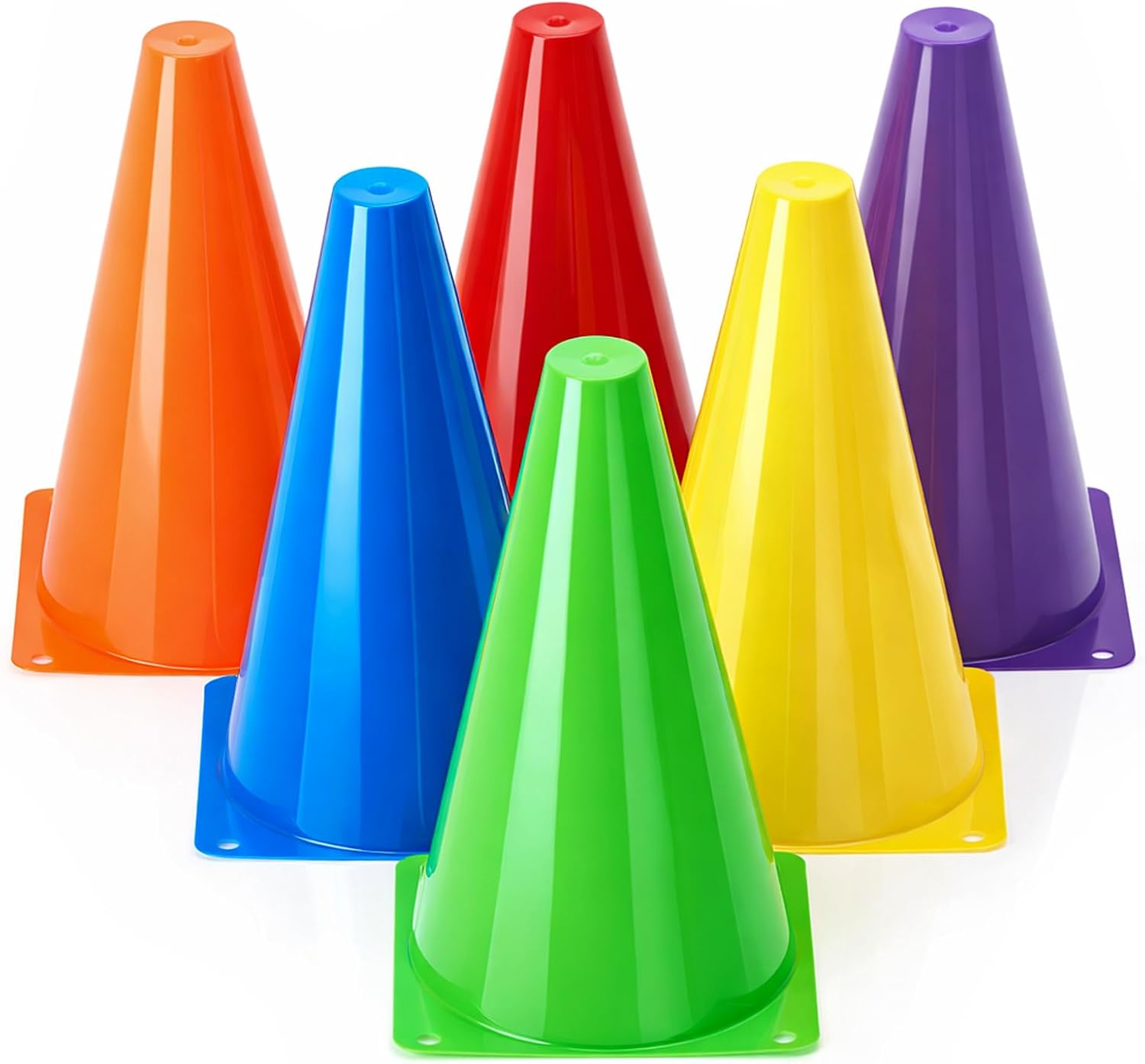 Seenelling 6 Pcs PE Cones Flexible Vinyl Poly 6-Colored PE Class Equipment for Sports Training