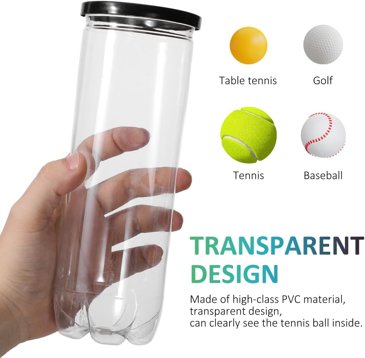 3Pcs Tennis Ball Holder Portable Multi-Function Storage Bottle for Tennis Balls Transparent Container with Lid Wear-Resistant - Image 5