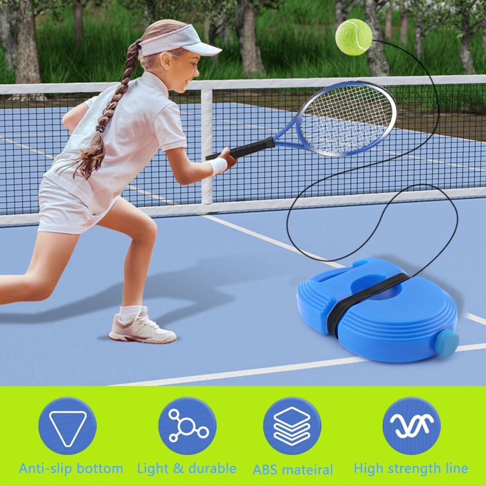 Tennis Trainer with Rebound Ball, Portable Self-Study Practice Kit Includes 6 Tennis Balls & 1 Base, Durable PE Plastic Design for Outdoor Backyard Court Training - Image 4