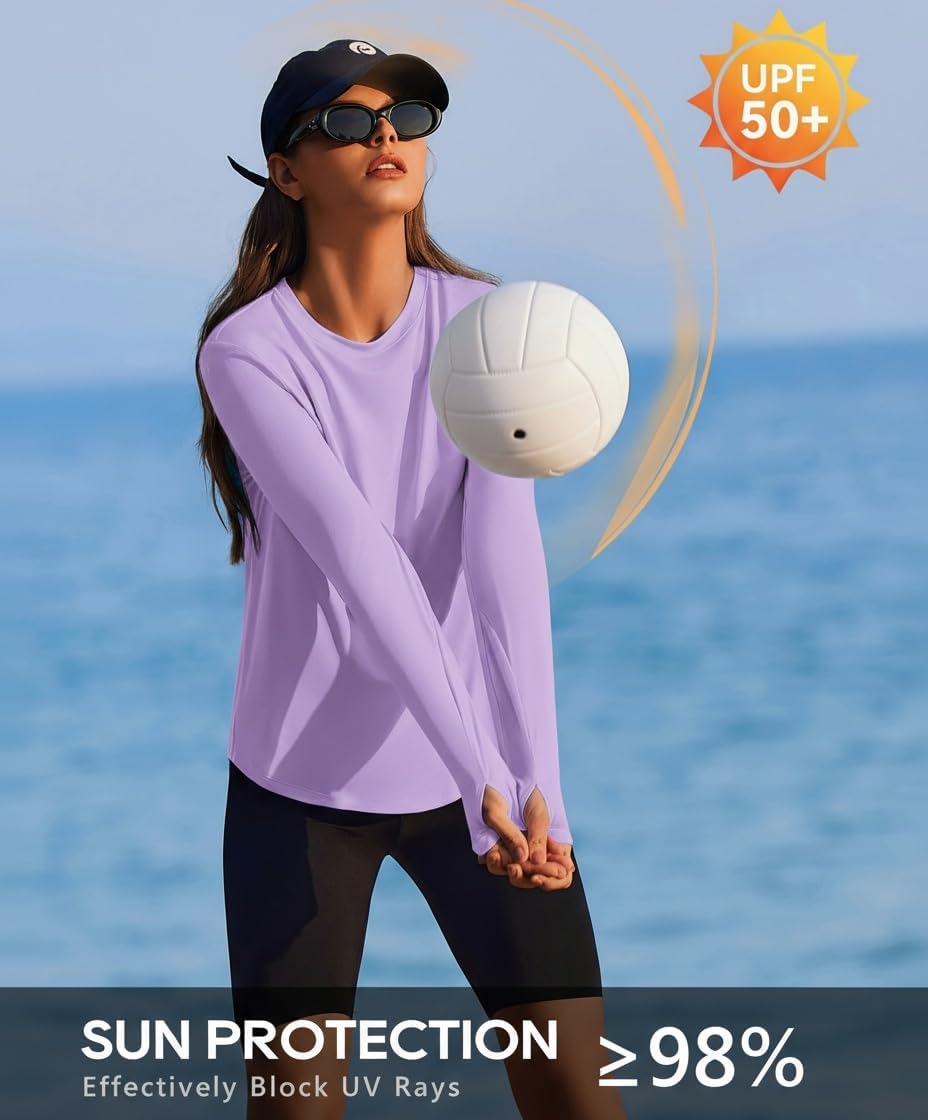 PINSPARK Soft Workout Tops for Women UPF 50+ Sun Protection Shirts with Thumb Holes Quick Dry Running Hiking Rash Shirt - Image 4