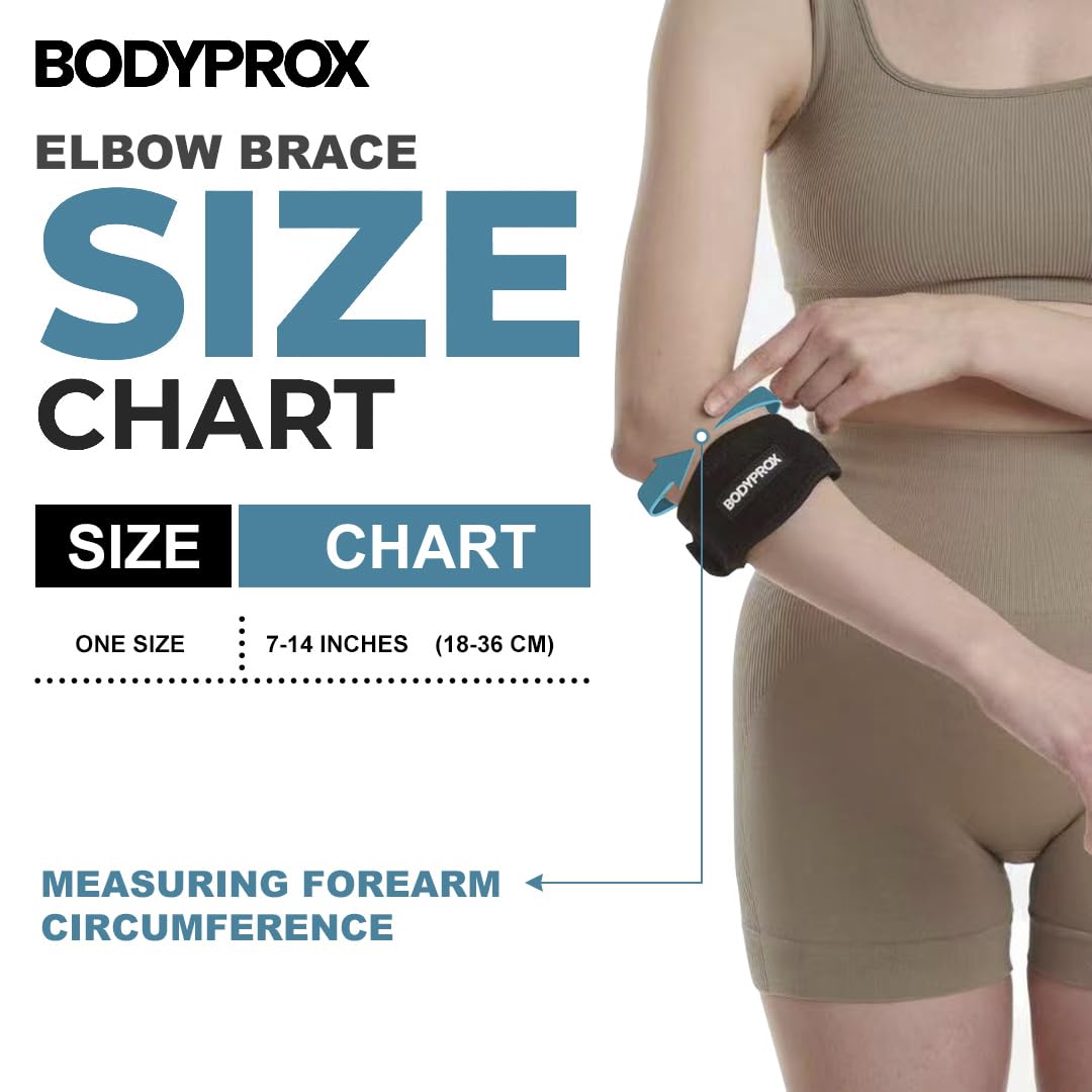 Bodyprox Elbow Brace 2 Pack for Tennis & Golfer's Elbow Pain Relief | Adjustable compression strap helps ease forearm stress from sports, workouts, work, and daily tasks. - Image 5