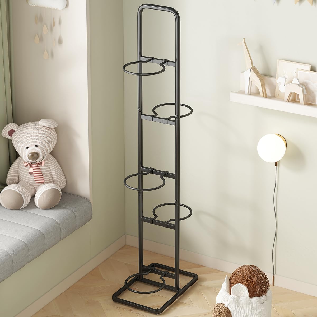 Vertical Ball Storage Rack - Adjustable 5-Tier Sports Organizer Stand for Basketball, Soccer, Volleyball and More(56.7inches) - Image 2