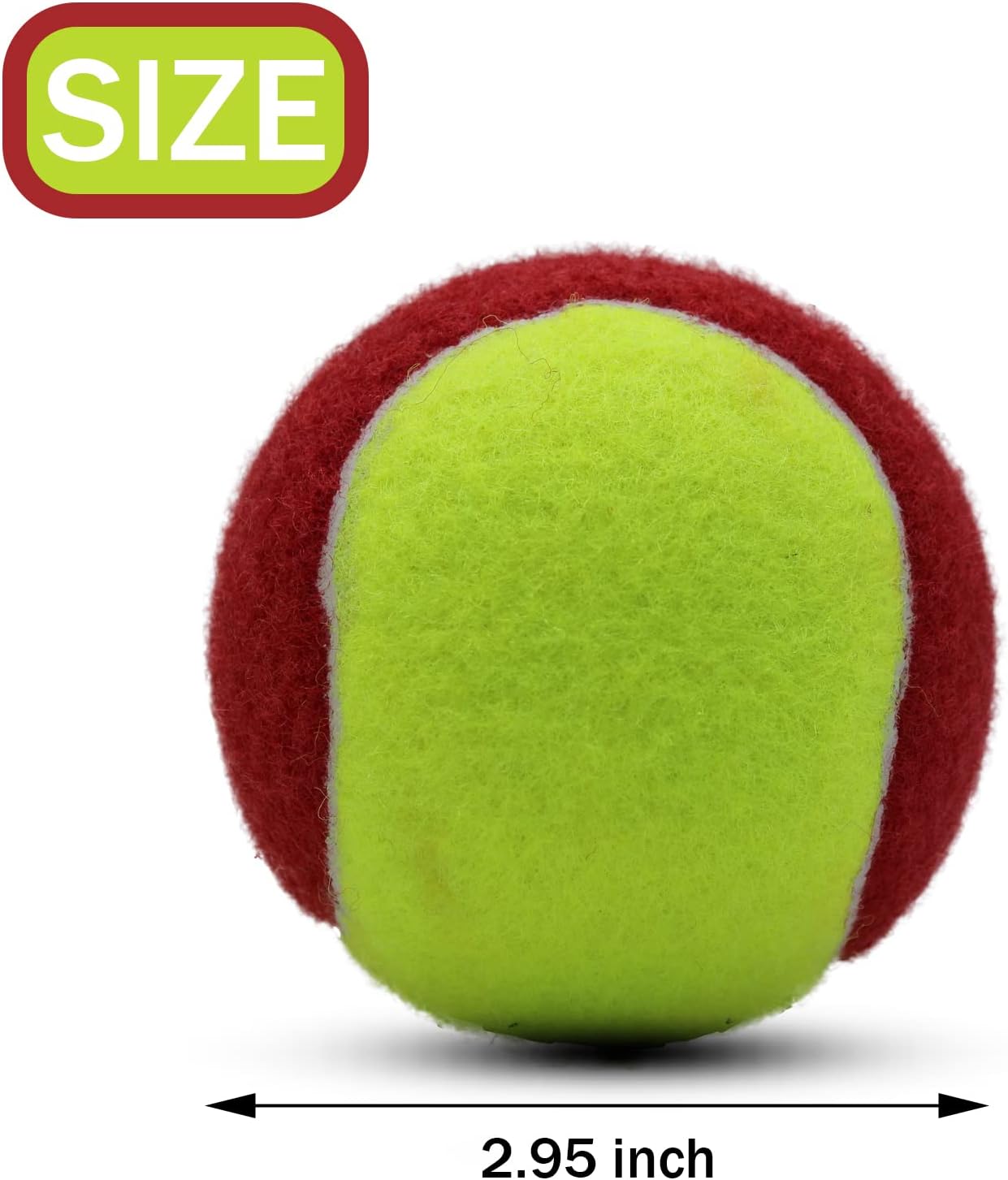 Tennis Balls, 12 Pack 25% Low Compression Stage Tennis Ball for Beginners Youth Kids Training Practicing with Mesh Bag for Easy Transport (Red) - Image 2