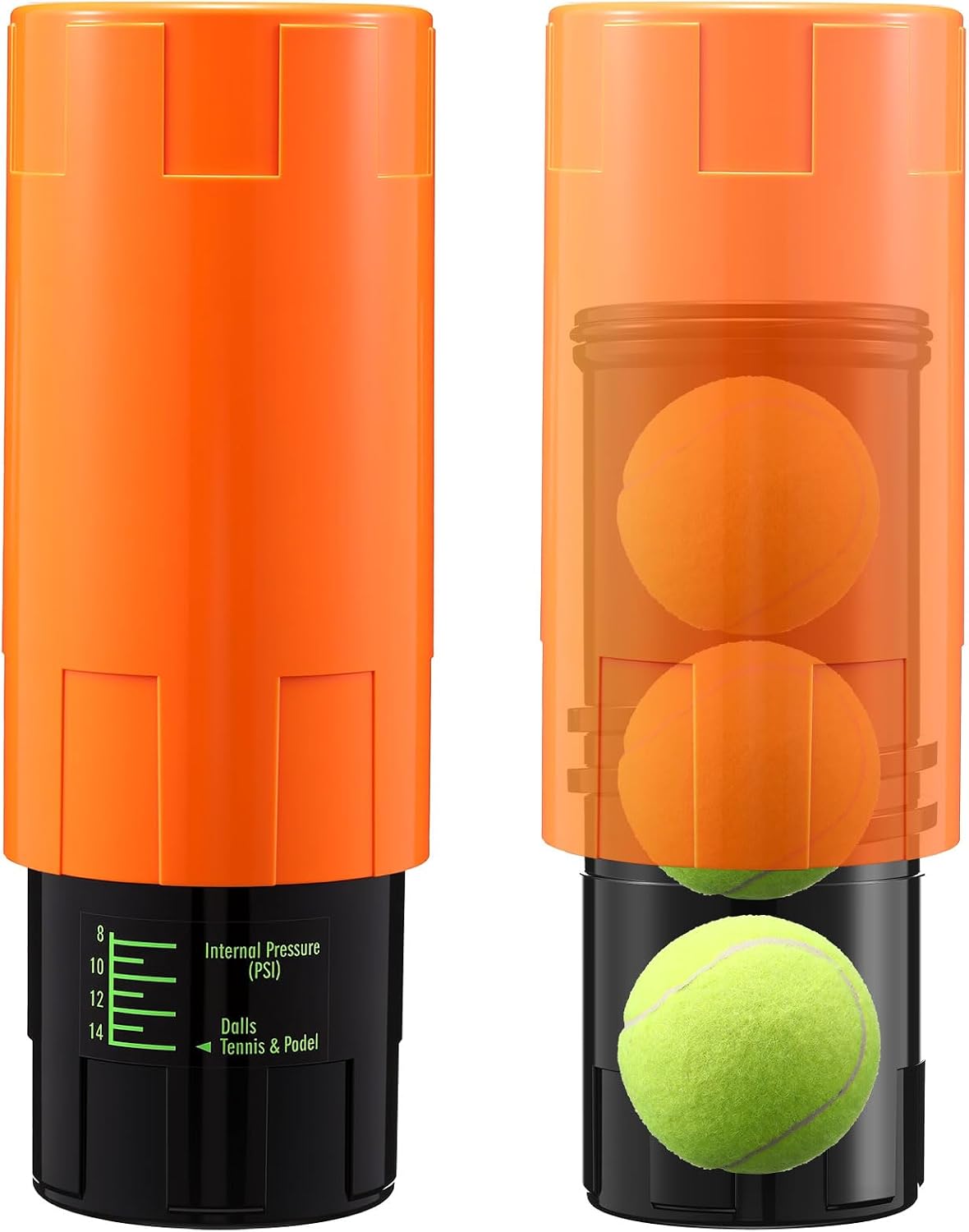 Soulchen Tennis Ball Pressurizer - Tennis Ball Storage Canister Holds 3 Balls Under 14 Psi Pressure, Reusable Stuff for Bounce Retention, Lightweight & Durable