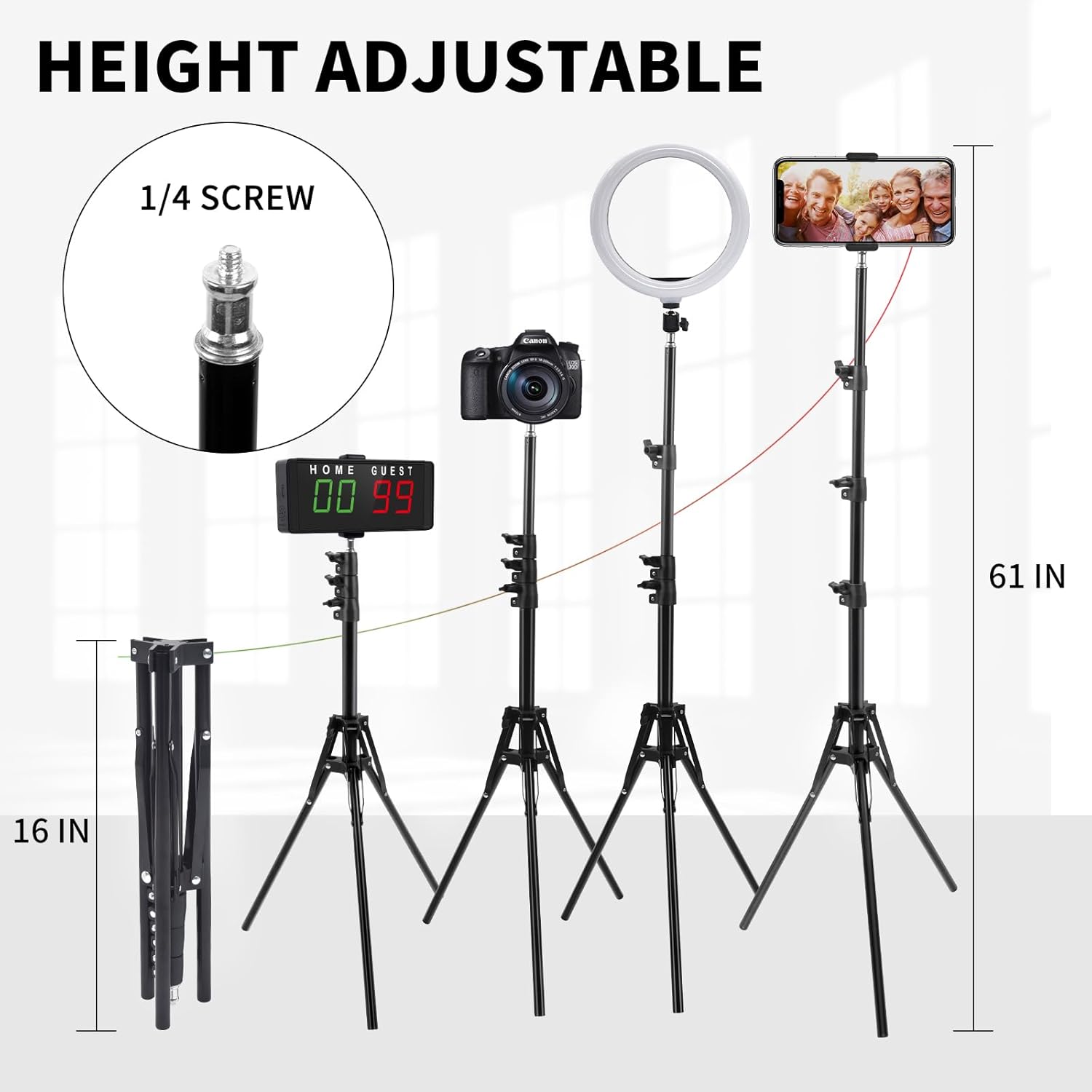 Samshow LED Electronic Scoreboard Digital Score Keeper with Remote & Tripod, Basketball Scoreboard with Shot Clock & Timer & 12/24h Real Time for Football/Corn Hole/ping Pong/Table Tennis - Image 3
