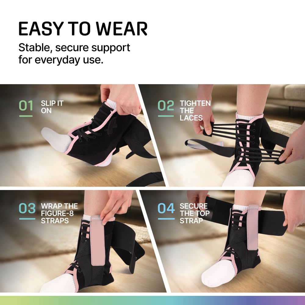 MODVEL Slim Lace Up Ankle Brace, Adjustable Ankle Braces for Men, Ankle Brace for Women, Ankle Support for Women – Figure 8 Ankle Brace Strapping with Soft Pads for Sprained Joint Stability Ankle Wrap - Image 6