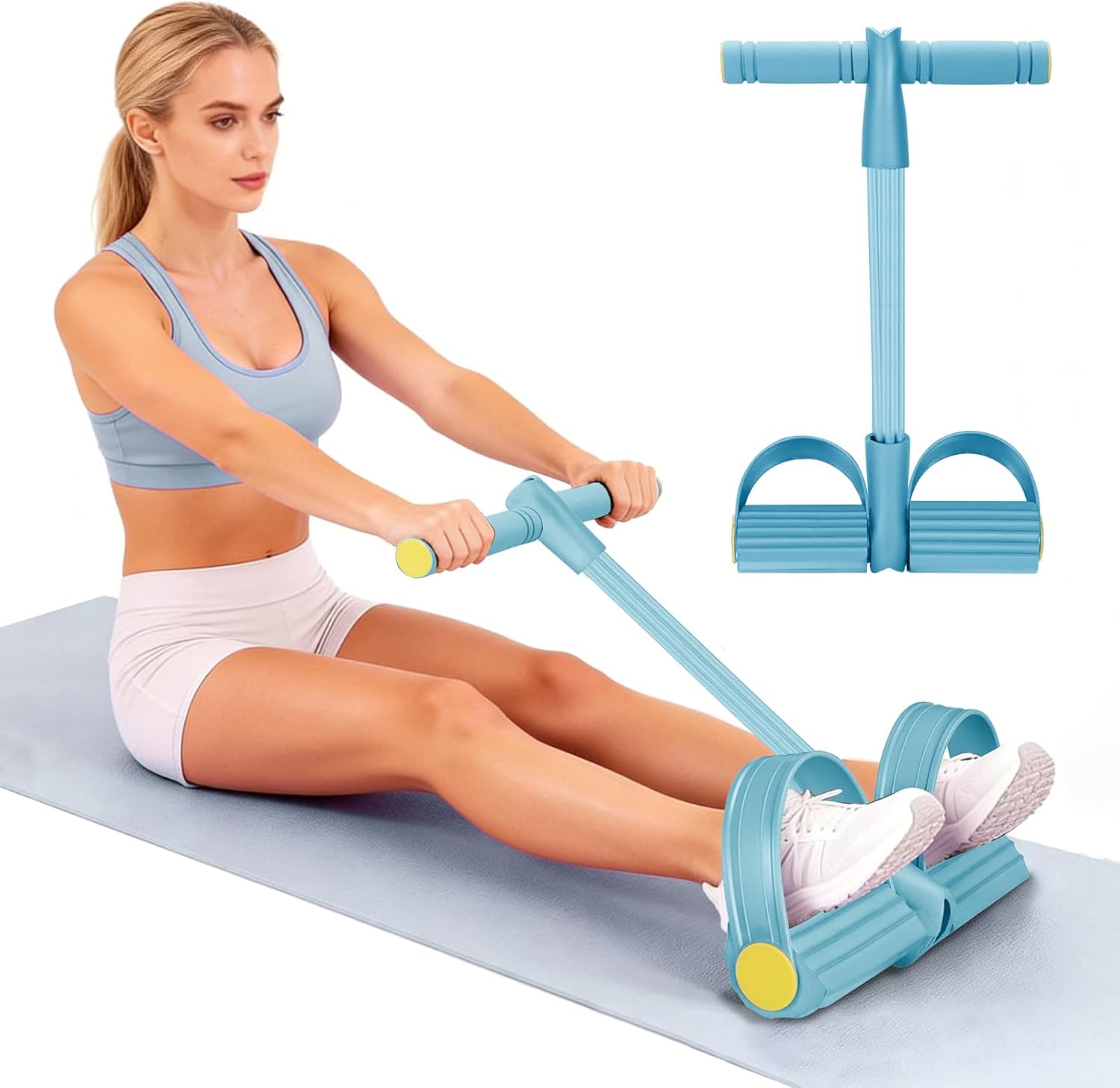 Resistance Bands with Handles 6 Tube Multifunction Tension Rope, Sit-Up Exercise Equipment with Foot Pedals and Handles,Pedal Resistance Band for Abdomen, Waist, Arm, Leg