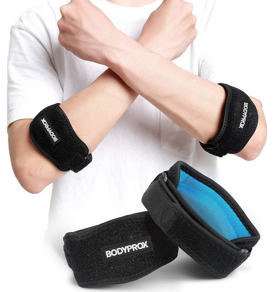 Bodyprox Elbow Brace 2 Pack for Tennis & Golfer's Elbow Pain Relief | Adjustable compression strap helps ease forearm stress from sports, workouts, work, and daily tasks.