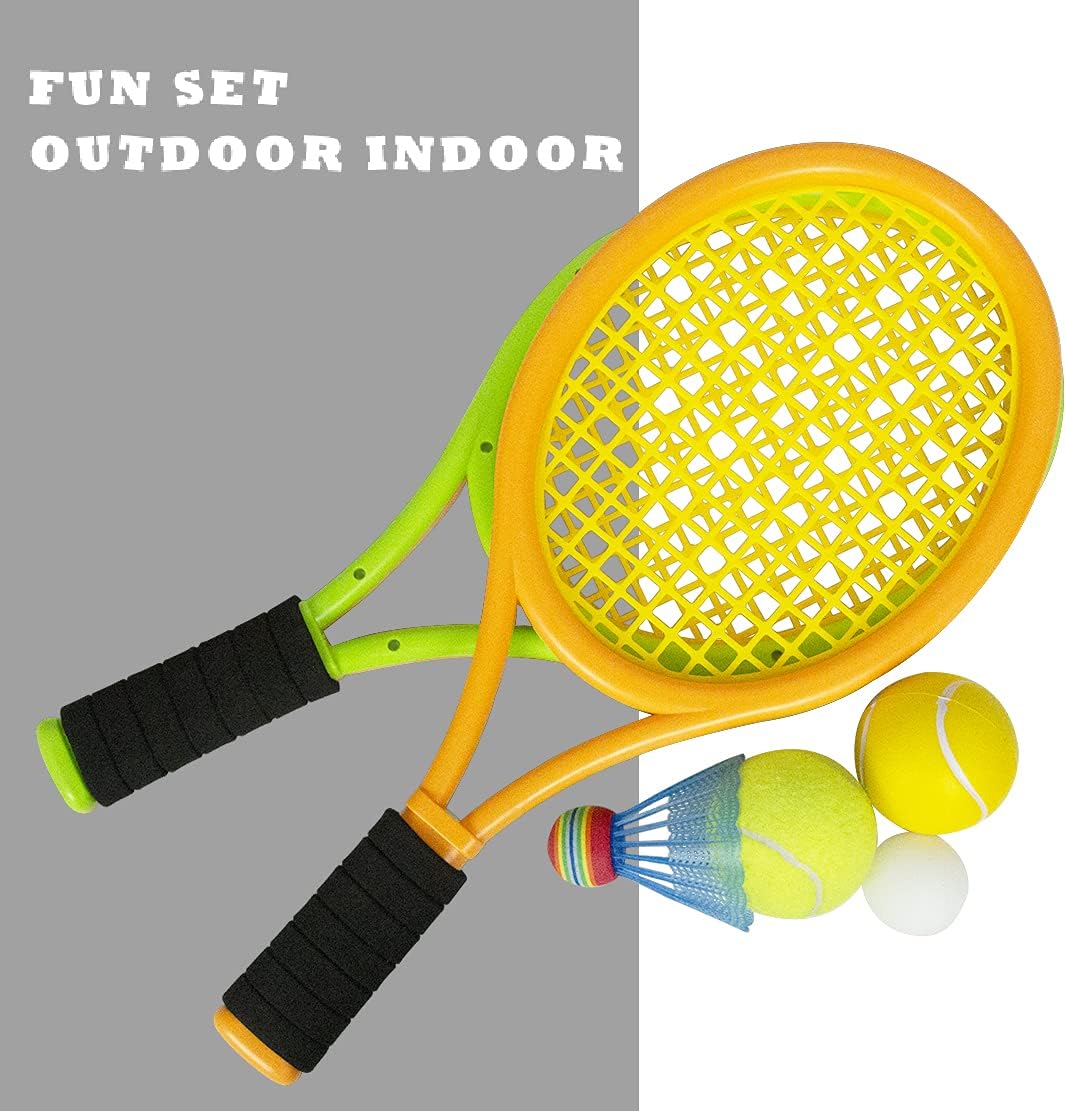 Kids Tennis Rackets with Carrying Bag,Soft Training Balls and Badminton Birdies,12 in 1 Tennis Racquets Gift Set for Children Outdoor Indoor Sports - Image 5