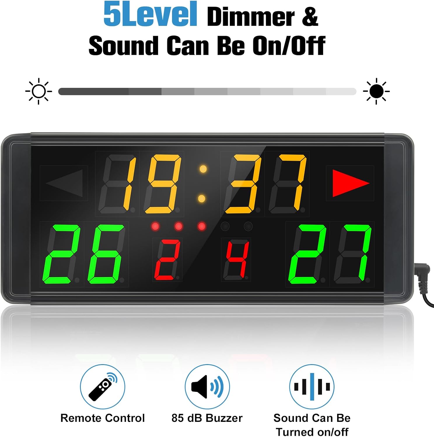 Samshow LED Electronic Scoreboard Digital Score Keeper with Remote & Tripod, Basketball Scoreboard with Shot Clock & Timer & 12/24h Real Time for Football/Corn Hole/ping Pong/Table Tennis - Image 7