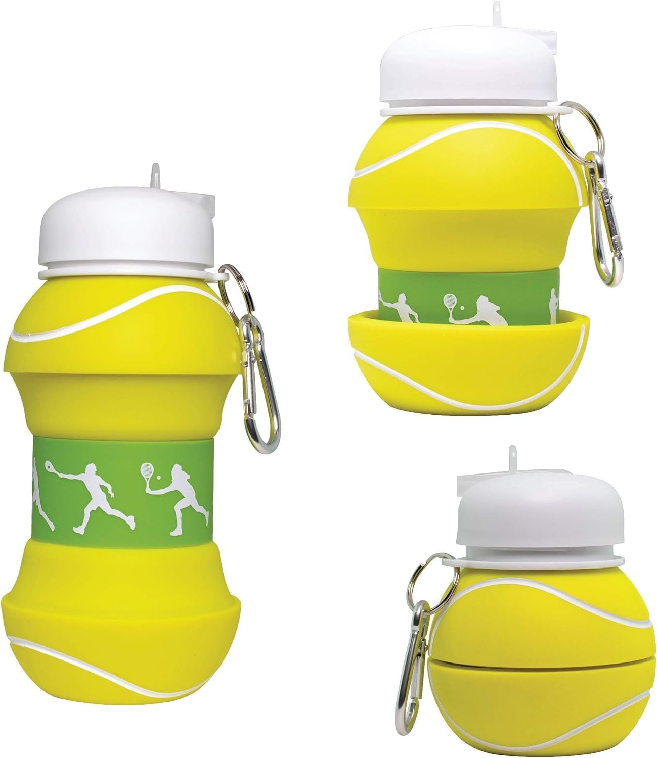 Maccabi Art Clip-On Collapsible BPA-Free Silicone Tennis Ball Water Bottle for Kids, 18 Oz. Size - Image 3