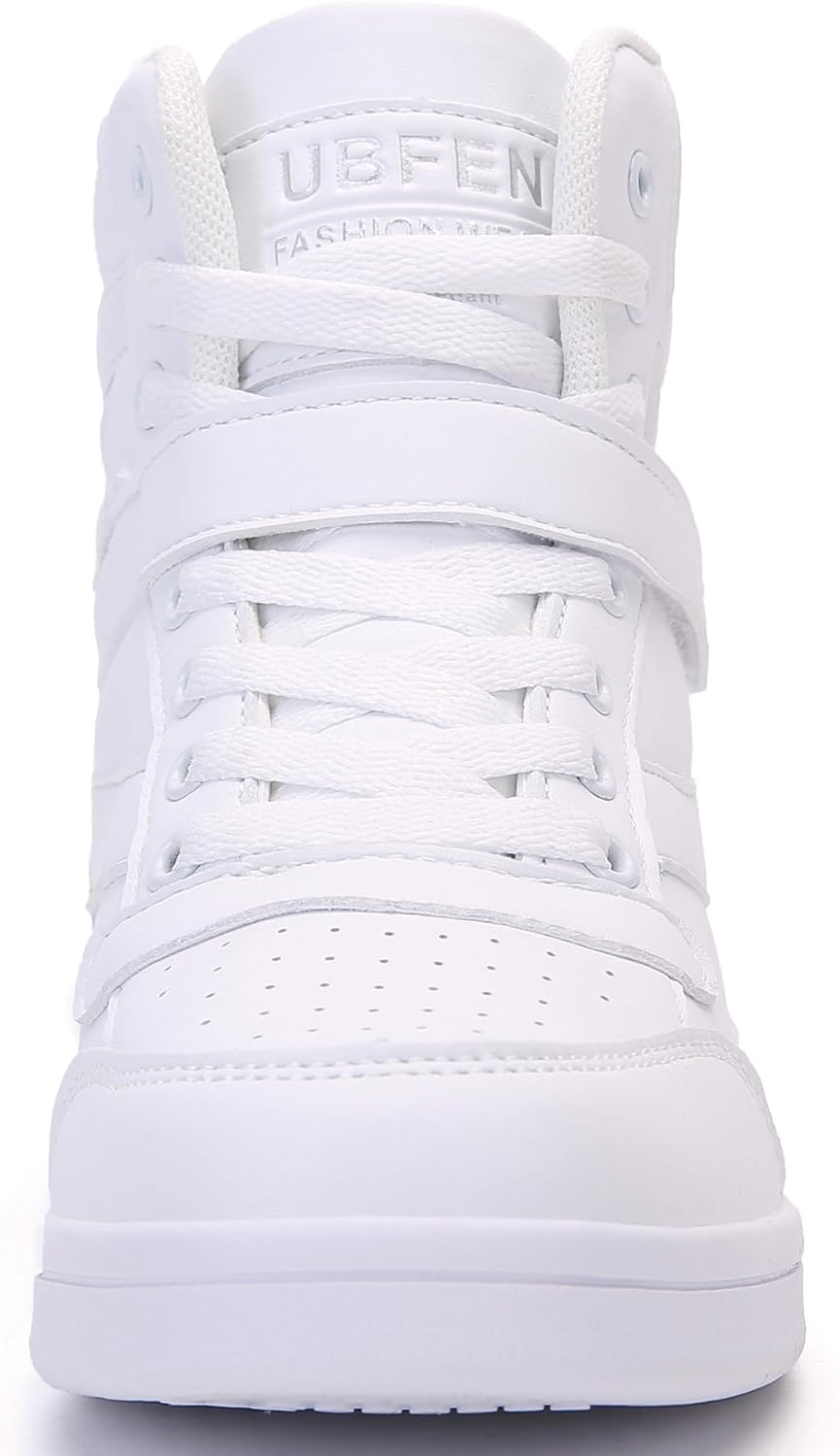 UBFEN Womens High Top Sneakers with Hidden Wedge Heel Ankle Support 2 Inch Height Increase 80s Retro Casual Boots - Image 5