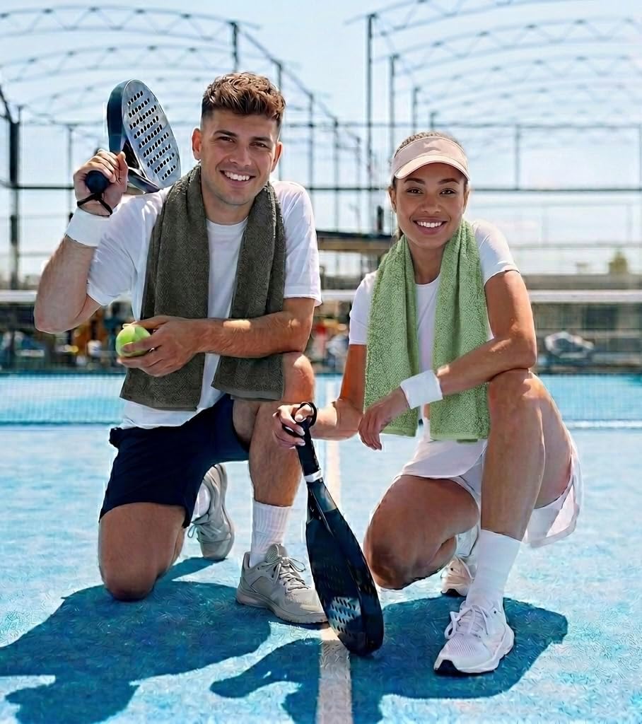 NUKURA 12’’ x 40’’, 450 GSM Sweat Towel, Extra Absorbency 100% Cotton Towel, Running, Pickleball, Gym, Neck Towel, Tennis, Camping, Turquoise - Image 6