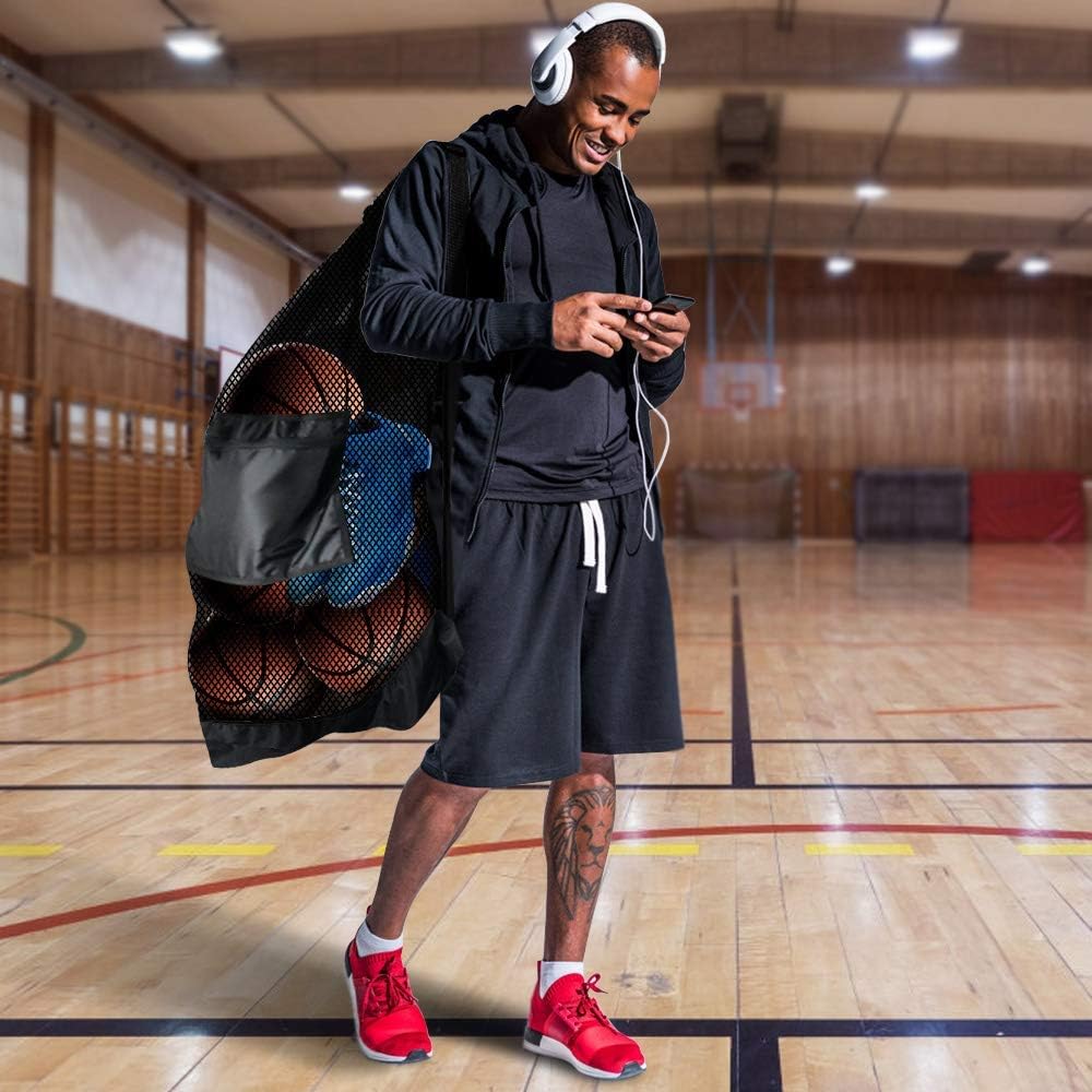 BROTOU Extra Large Mesh Ball Bag, Drawstring Socce Bag for Coach, Use for Basketball, Volleyball, Baseball, Mesh Equipmenbag with Adjustable and Portable Strap - Image 7