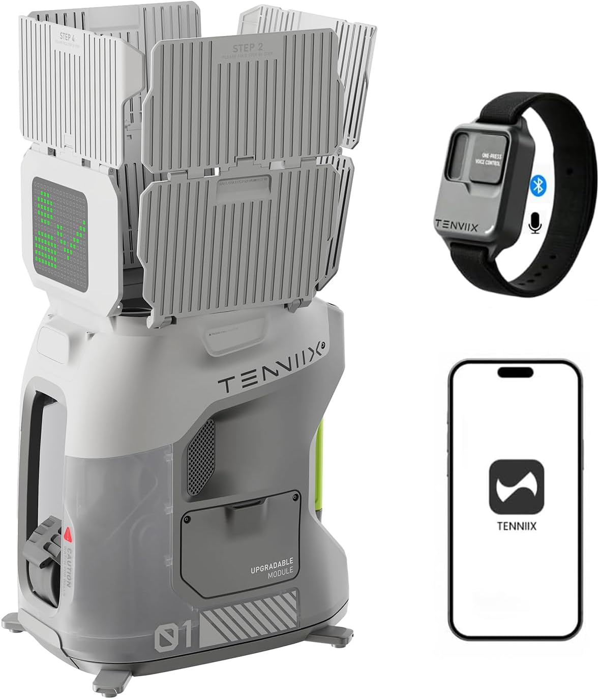 Basic Tennis Ball Machine, 18.7LB Portable Tennis Robot, 4H Runtime & 100+ Ball Capacity, Smart App & Voice Control, Multi-Training Mode, LED Display, 75MPH, Ideal for Beginners & Pro