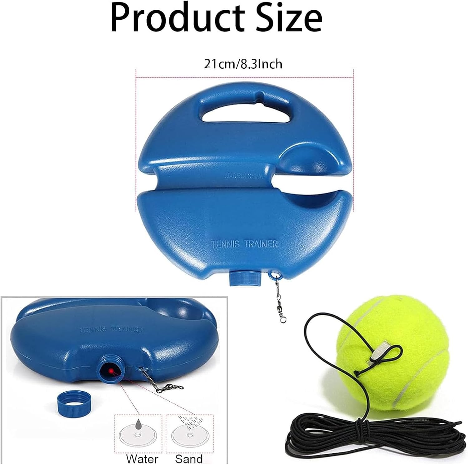 Tennis Trainer Rebound Ball with 3 String Balls, Portable Solo Training Equipment for Beginners, Self Practice Sport Exercise Tool (Blue) - Image 2