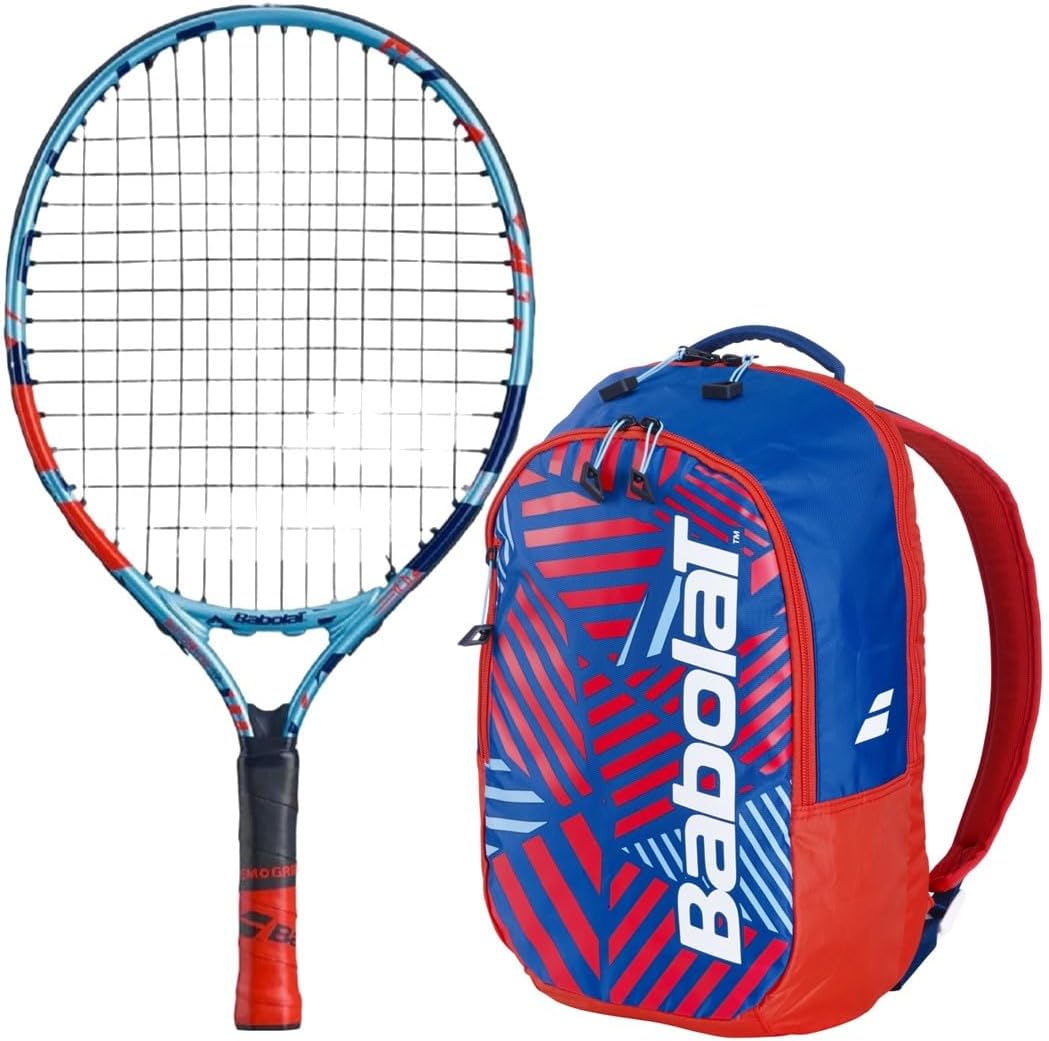 Babolat Ballfighter Jr 17 Inch Tennis Racquet (Blue/Red) Bundled with a Jr Backpack (Add Optional Tennis Balls & Grips)