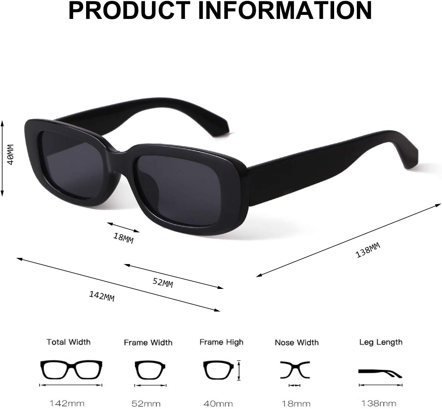 BUTABY Rectangle Sunglasses for Women Retro Driving Glasses 90’s Vintage Fashion Narrow Square Frame UV400 Protection - Image 4