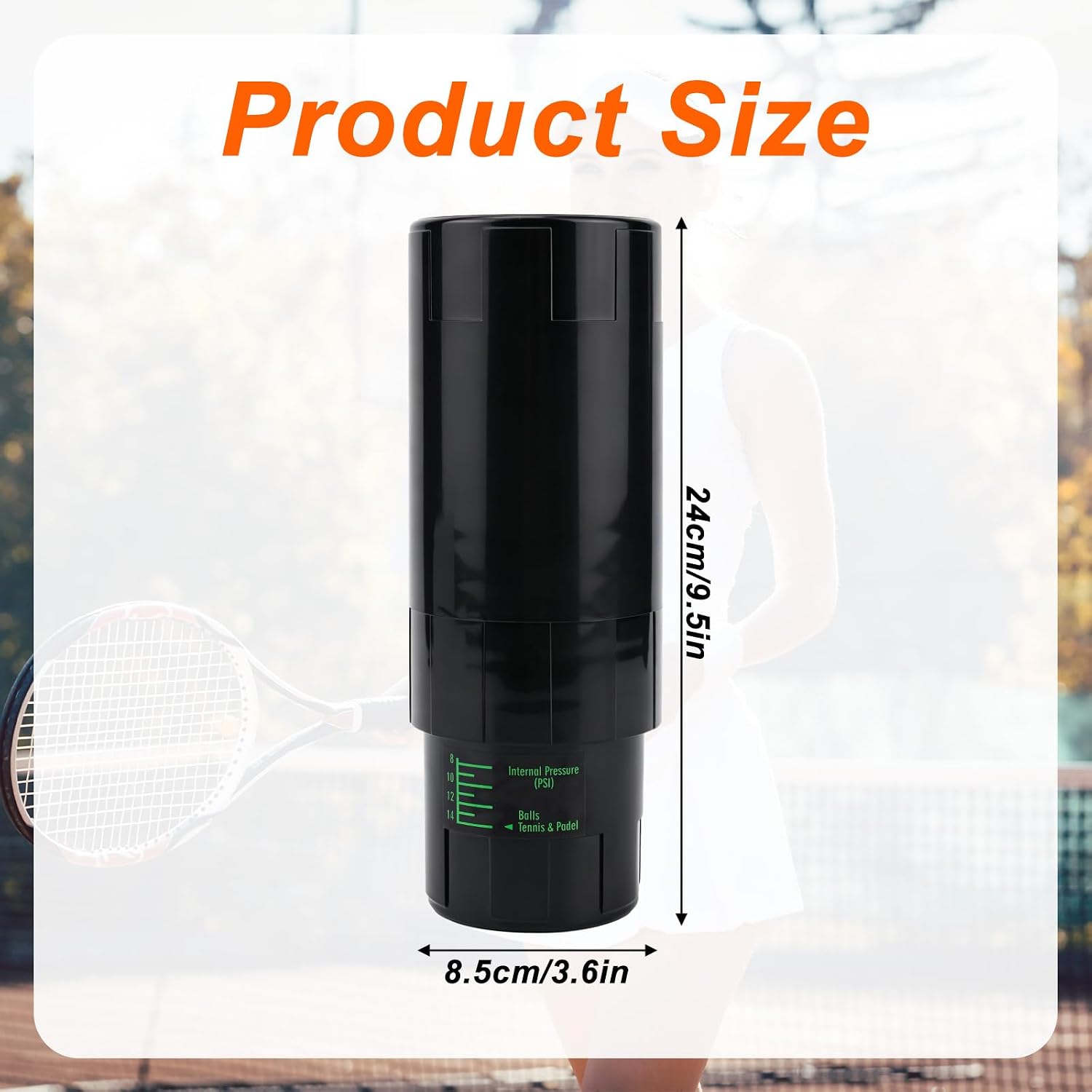 Tennis Ball Pressurizer Storage Canister, Holds 3 Balls 14 PSI Tennis Balls Saver Airtight Container Maintains Fresh Pod Bounce Reusable Ball Pressure Keeper Holder for Club Players (Black) - Image 2
