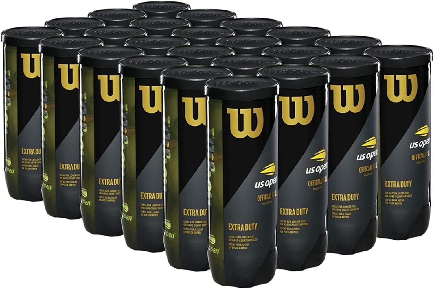 WILSON US Open Tennis Balls - Extra Duty, 12 Can Case (36 Balls) | 12- Can (36 Ball) Case & 24 – Can (72 Ball) Case Available