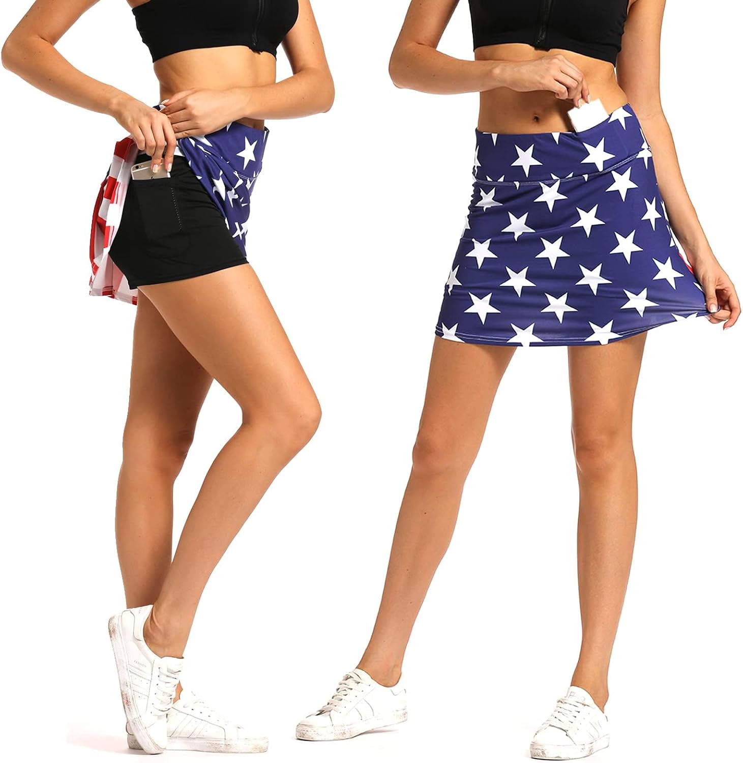 Ibeauti Womens Back Pleated Athletic Tennis Skorts Golf Skirts with 3 Pockets Mesh Shorts for Running Active Workout - Image 4