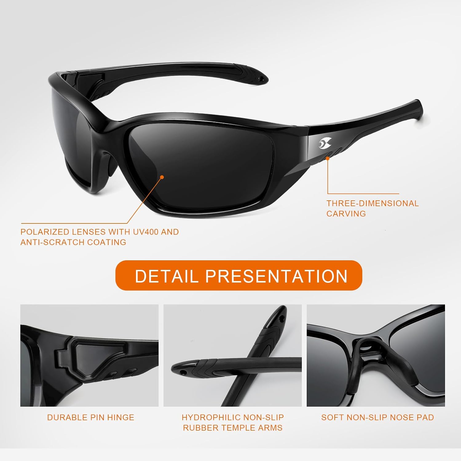 suoso Sports Polarized Sunglasses for Men: Womens UV400 Protection Sun Glasses Wrap Around Goggles for Fishing Driving TR90 - Image 3