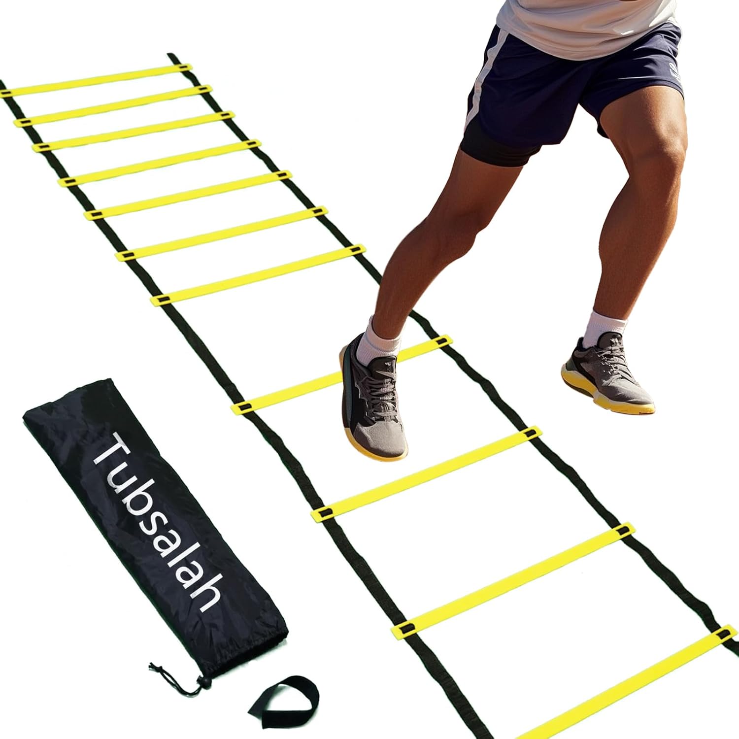 20ft Adjustable Agility Ladder with Carry Bag Training Equipment for Footwork Drills | Football Training Equipment & Speed Ladder for Soccer, Basketball – Fitness Feet Training