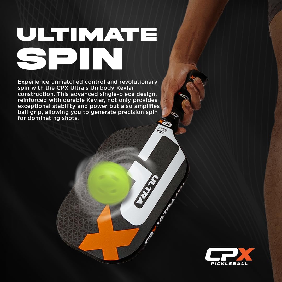 CPX Ultra Series Fiber-Reinforced Friction Surface Pickleball Paddle - 16mm Polypropylene Honeycomb Core, Lightweight for Speed - Image 4