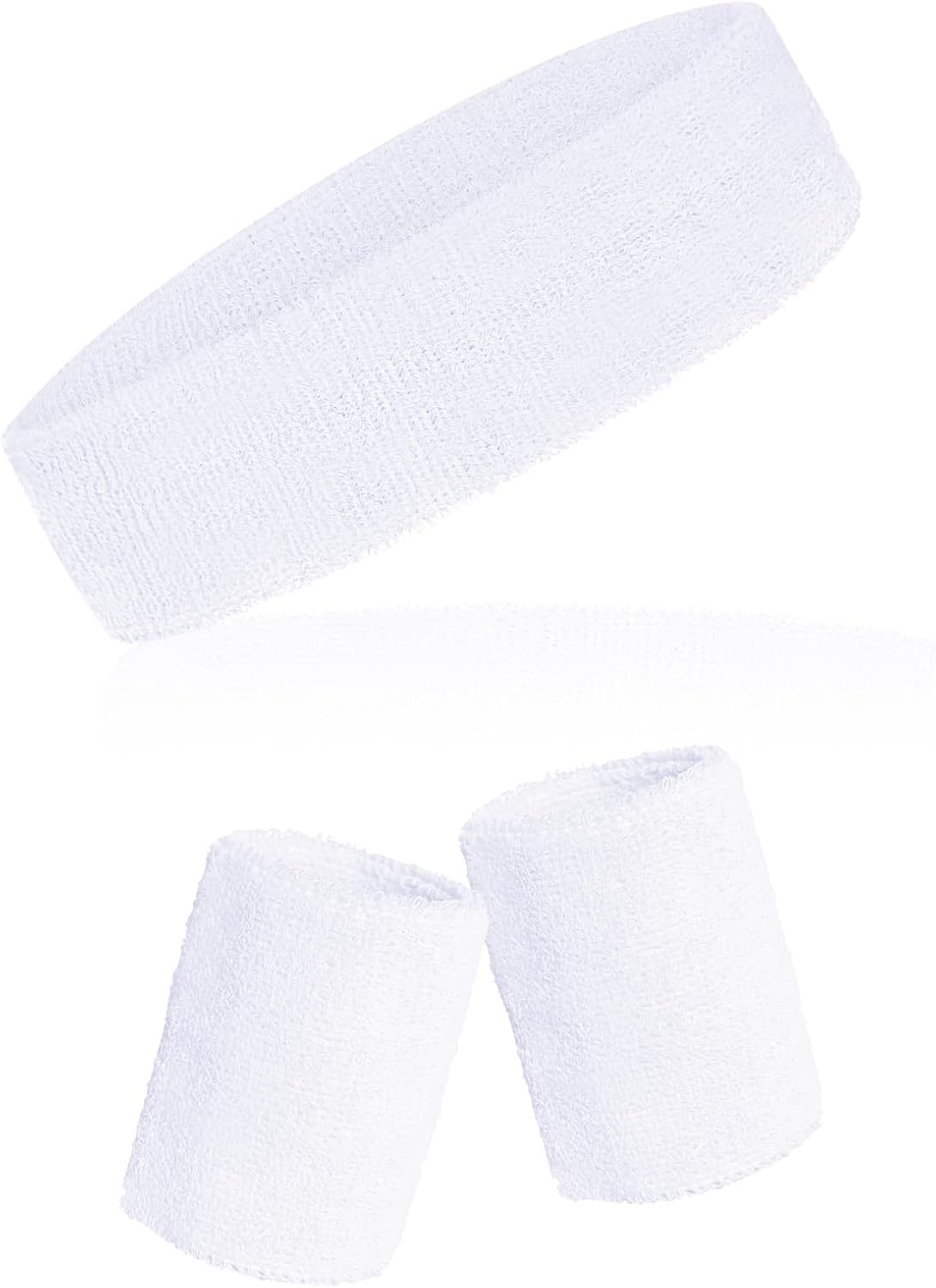Sucrain 3 Pieces Sweatbands Set, 1 Pieces Sports Headband and 2 Pieces Wristbands, Wicking Sweat Head Band for Men Women Outfit Sport