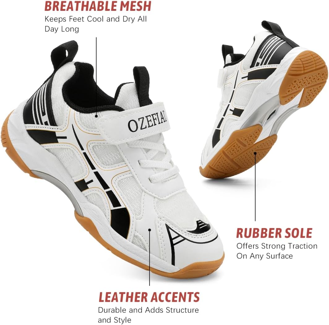Boys Girls Badminton Shoes Kids Court Tennis Shoes Pickleball Racket Sneakers for Child Comfort Non Marking Anti-Slip Sport Squash Shoes (Little Kids/Big Kids) - Image 2