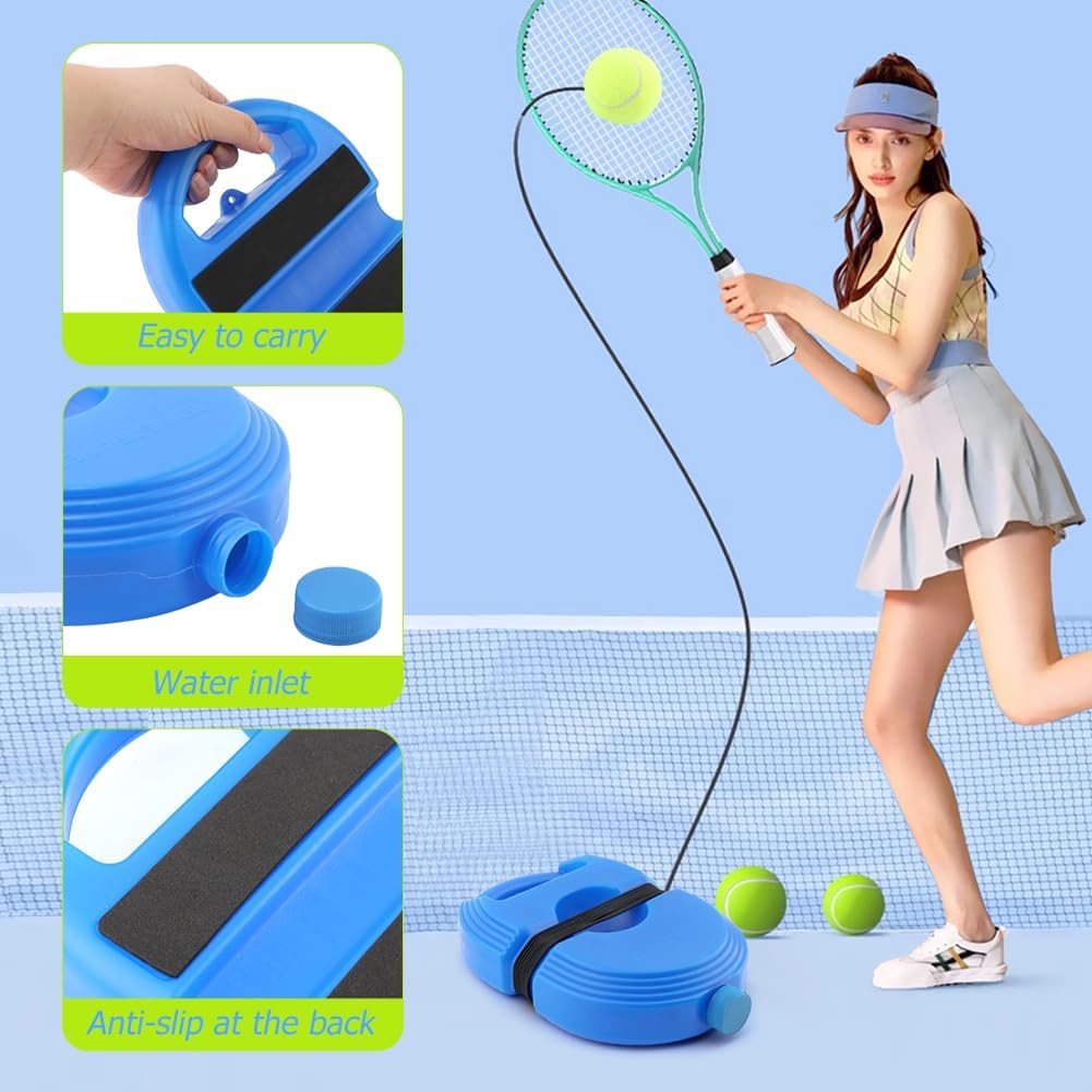 Tennis Trainer with Rebound Ball, Portable Self-Study Practice Kit Includes 6 Tennis Balls & 1 Base, Durable PE Plastic Design for Outdoor Backyard Court Training - Image 3