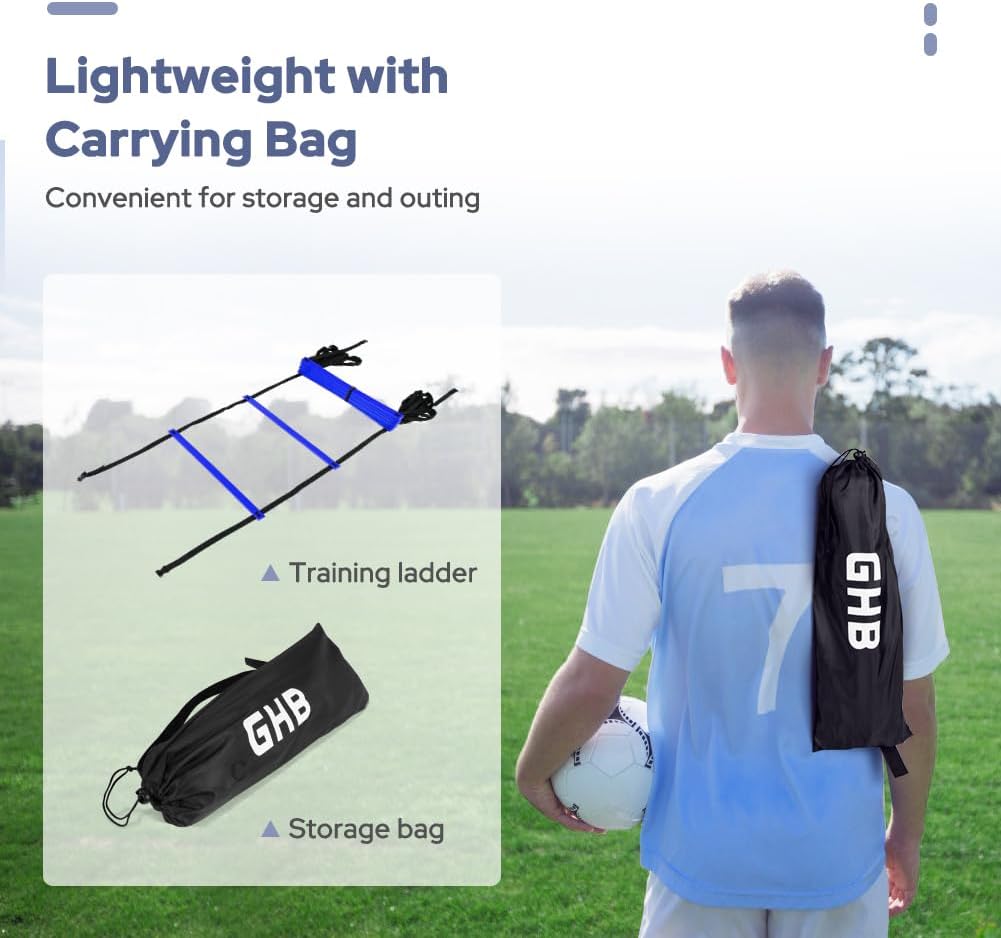 GHB Pro Agility Ladder Agility Training Ladder Speed 12 Rung 20ft with Carrying Bag - Image 7
