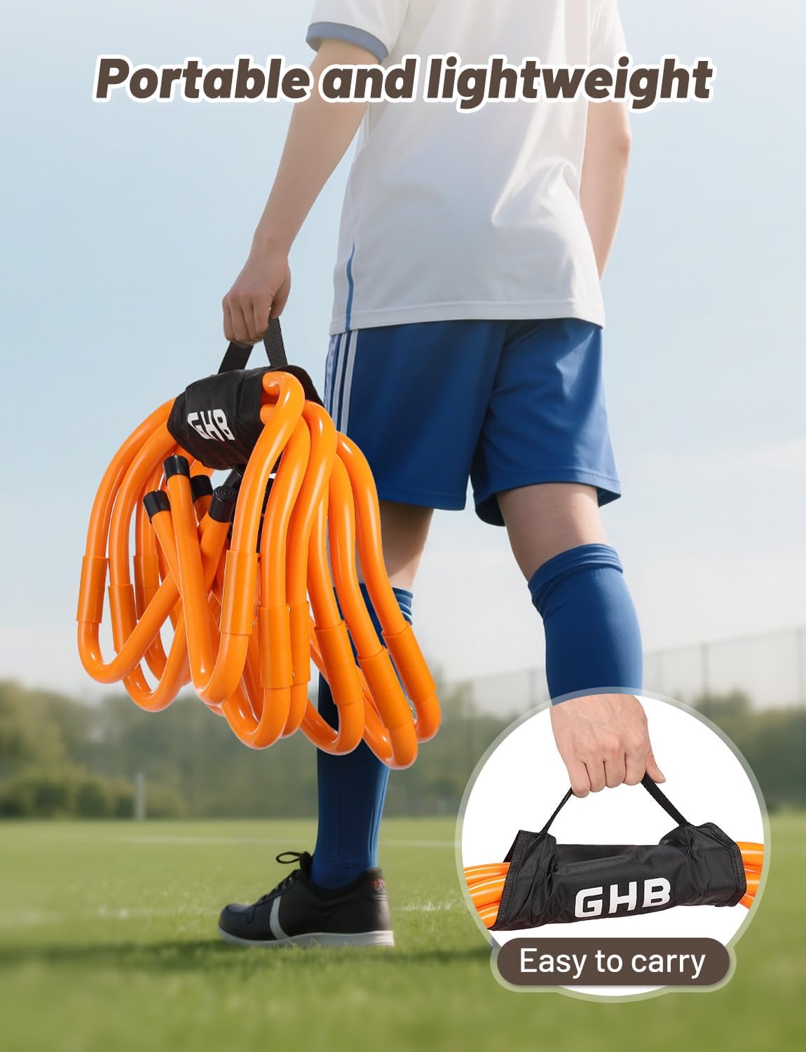 GHB Agility Hurdles Adjustable 8.3"&12.6" Speed Training Equipment Set | Foldable, Sturdy, Drill Guide &Carry Bag Included, For Amateur & Athletes, Soccer & Basketball - Image 9