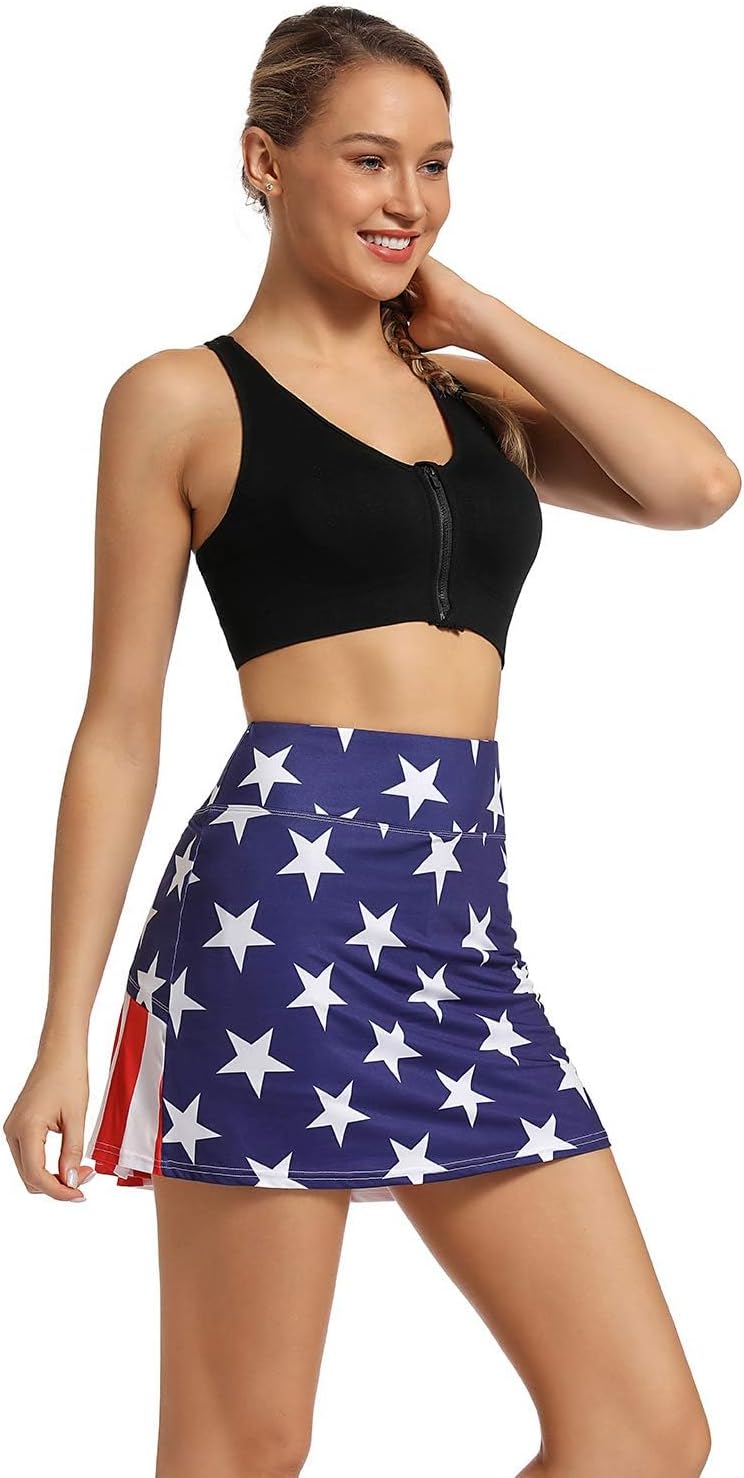 Ibeauti Womens Back Pleated Athletic Tennis Skorts Golf Skirts with 3 Pockets Mesh Shorts for Running Active Workout - Image 2