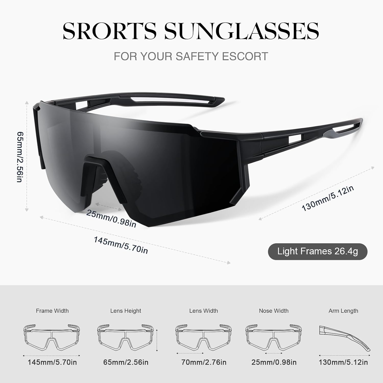 Polarized Sport Sunglasses for Men and Women, Lightweight TR90 Sun Glasses with UV Protection for Cycling Running - Image 2