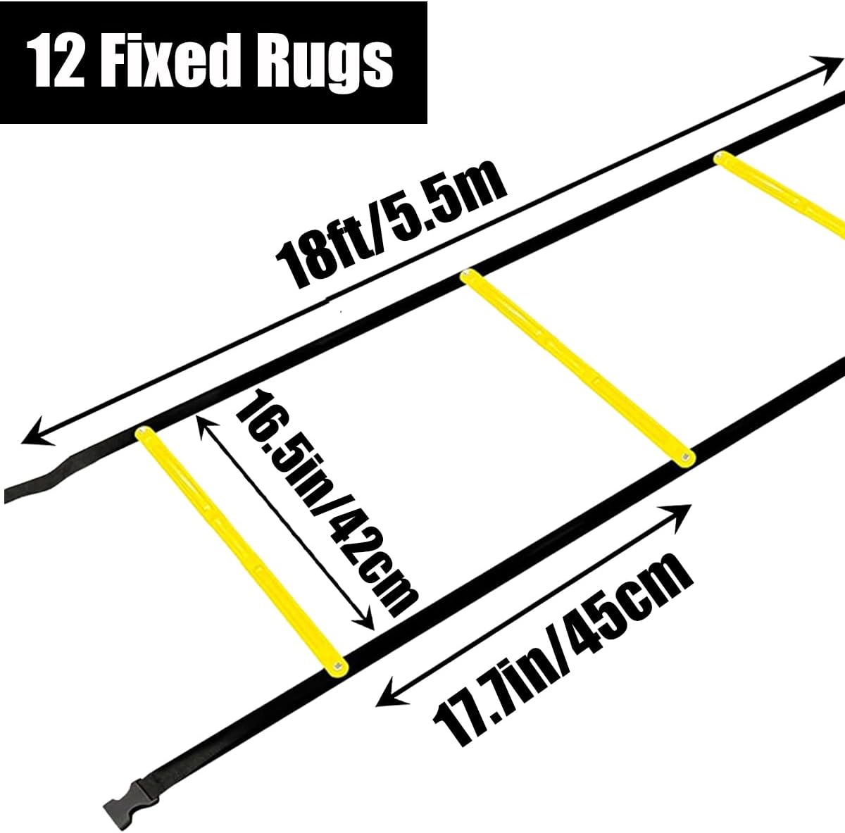 Tangle-Free Agility Ladder Speed Training Equipment - 2lbs Heavy Duty Design with 12 Fixed Rungs - 18ft Connectable Quick Setup Footwork Drill Gear for Soccer, Football, Boxing (Storage Bag Included) - Image 2