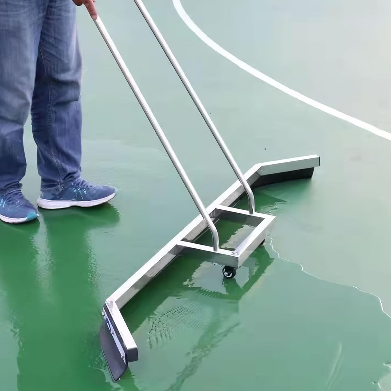 4.3FT Sport Tennis Court Squeegee Floor Squeegee Heavy Duty Commercial Squeegee for Floors with 2PCs EVA Foam Blade - Image 8