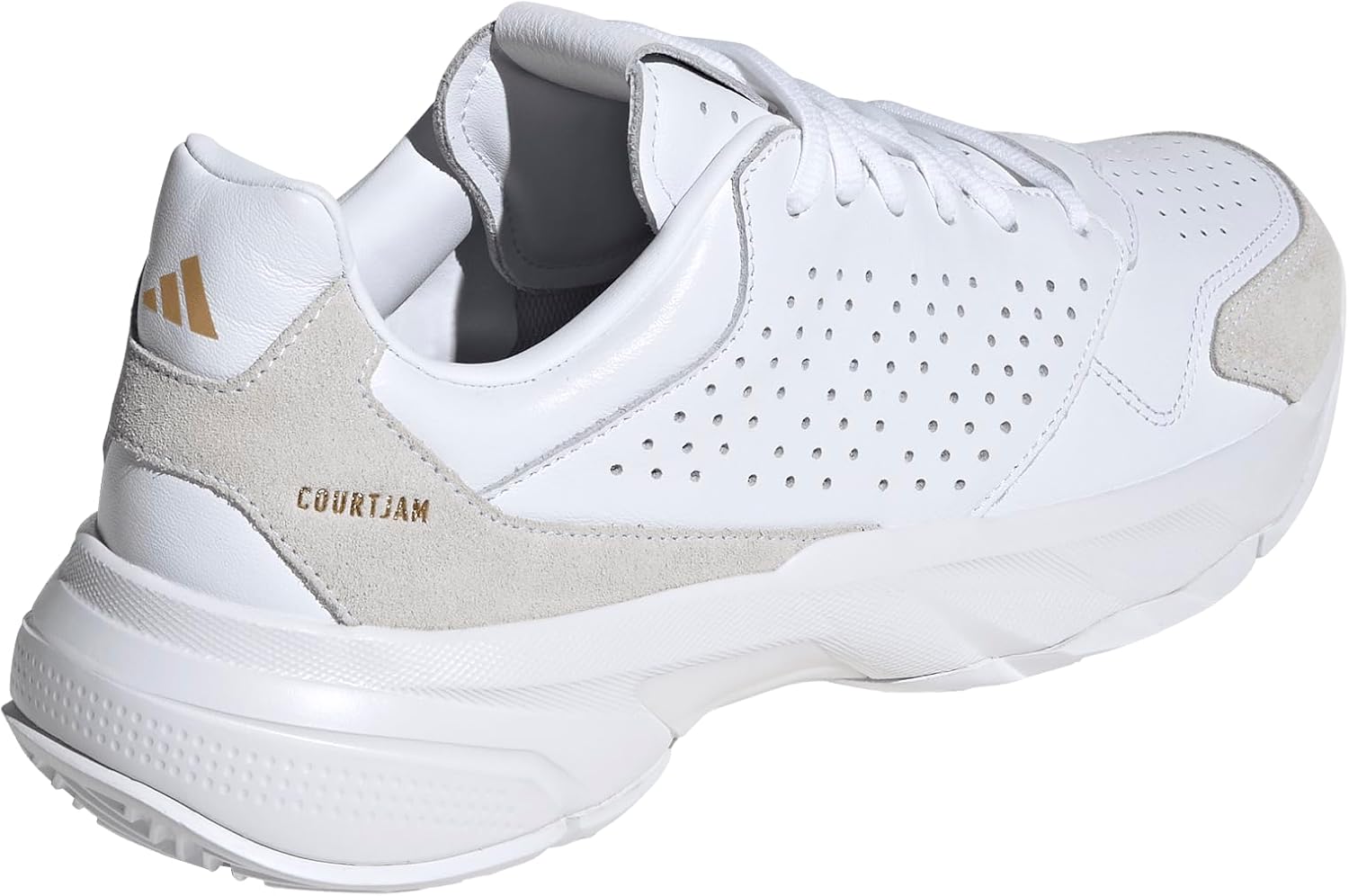 adidas Mens Courtjam Control 3 Premium Tennis Sneakers Shoes - White - Image 6
