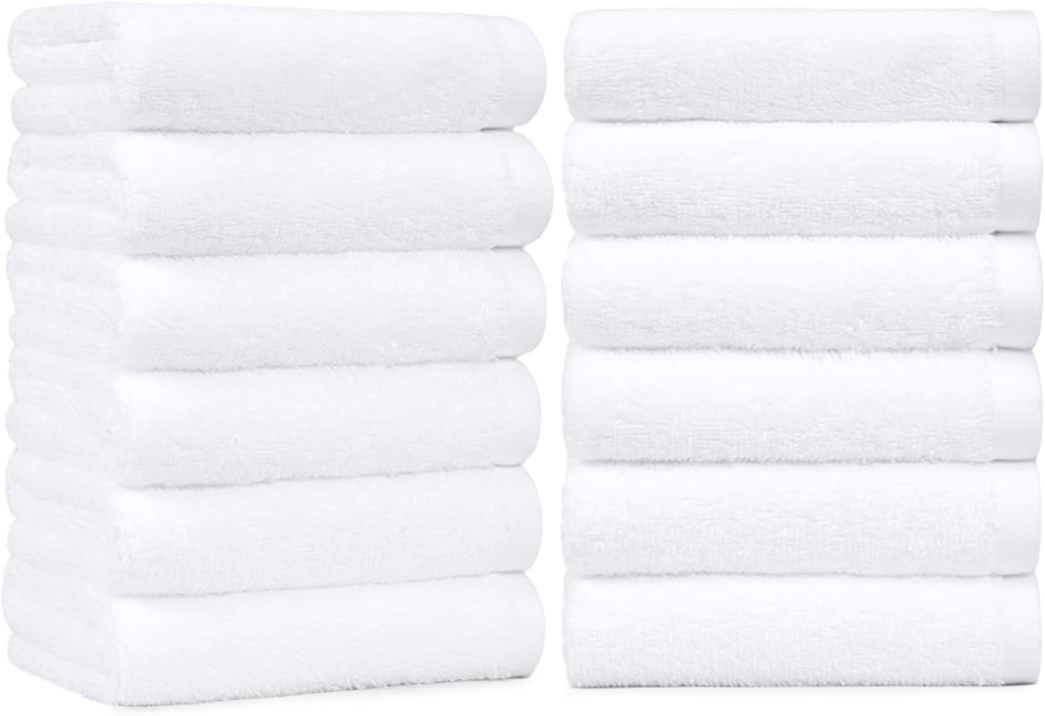 Amazon Basics Soft and Thick Cotton Hand Towels for Bath, Kitchen, Gym, 16 x 26 in, White, 12-Pack