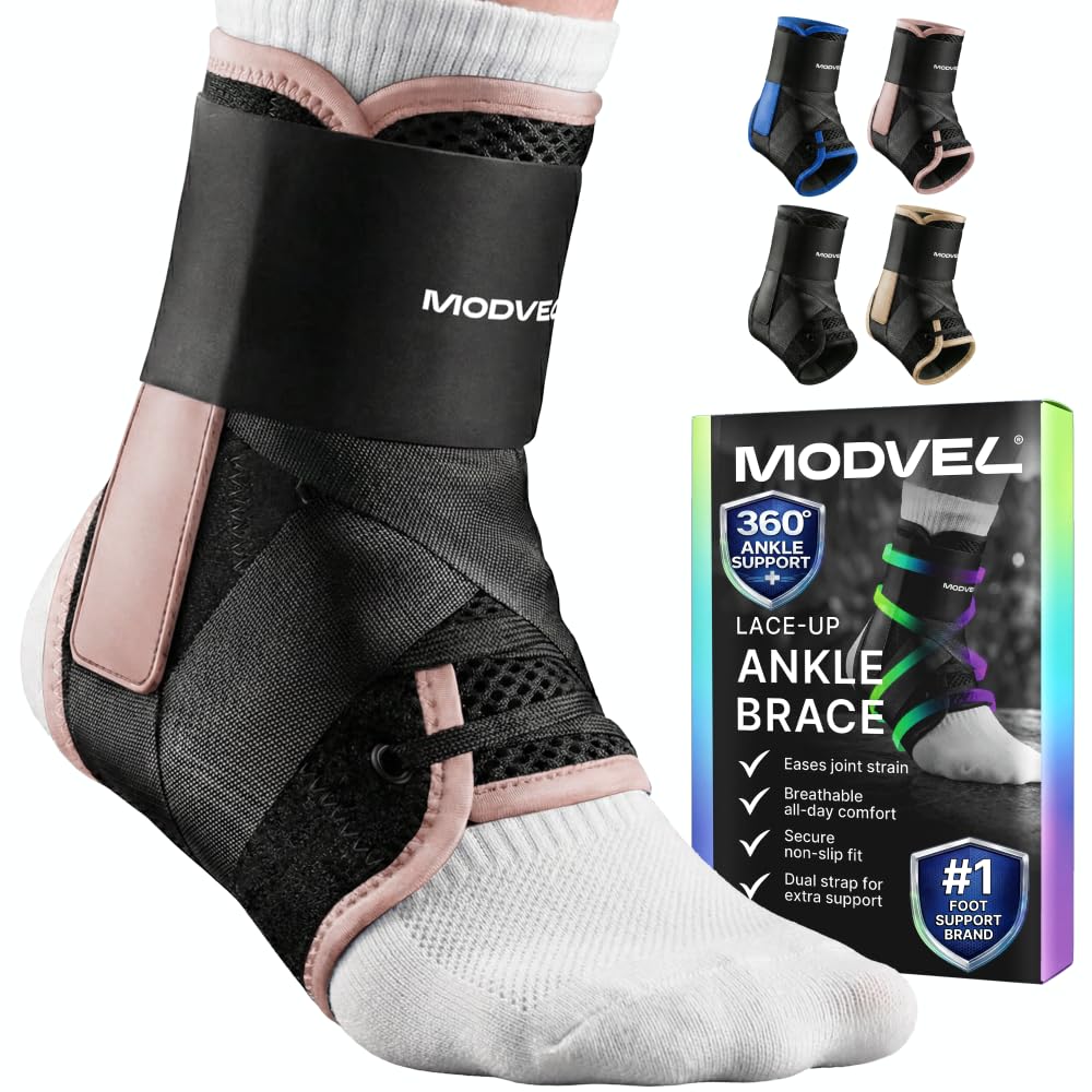 MODVEL Slim Lace Up Ankle Brace, Adjustable Ankle Braces for Men, Ankle Brace for Women, Ankle Support for Women – Figure 8 Ankle Brace Strapping with Soft Pads for Sprained Joint Stability Ankle Wrap