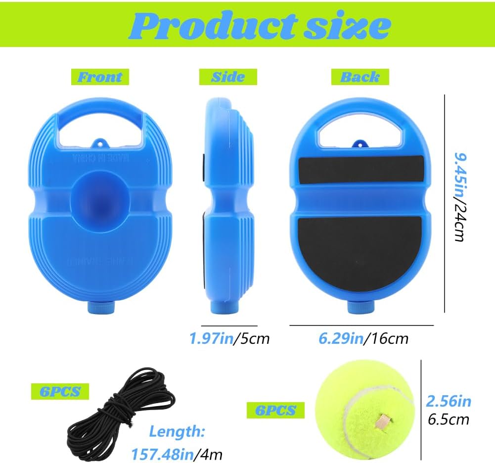 Tennis Trainer with Rebound Ball, Portable Self-Study Practice Kit Includes 6 Tennis Balls & 1 Base, Durable PE Plastic Design for Outdoor Backyard Court Training - Image 2